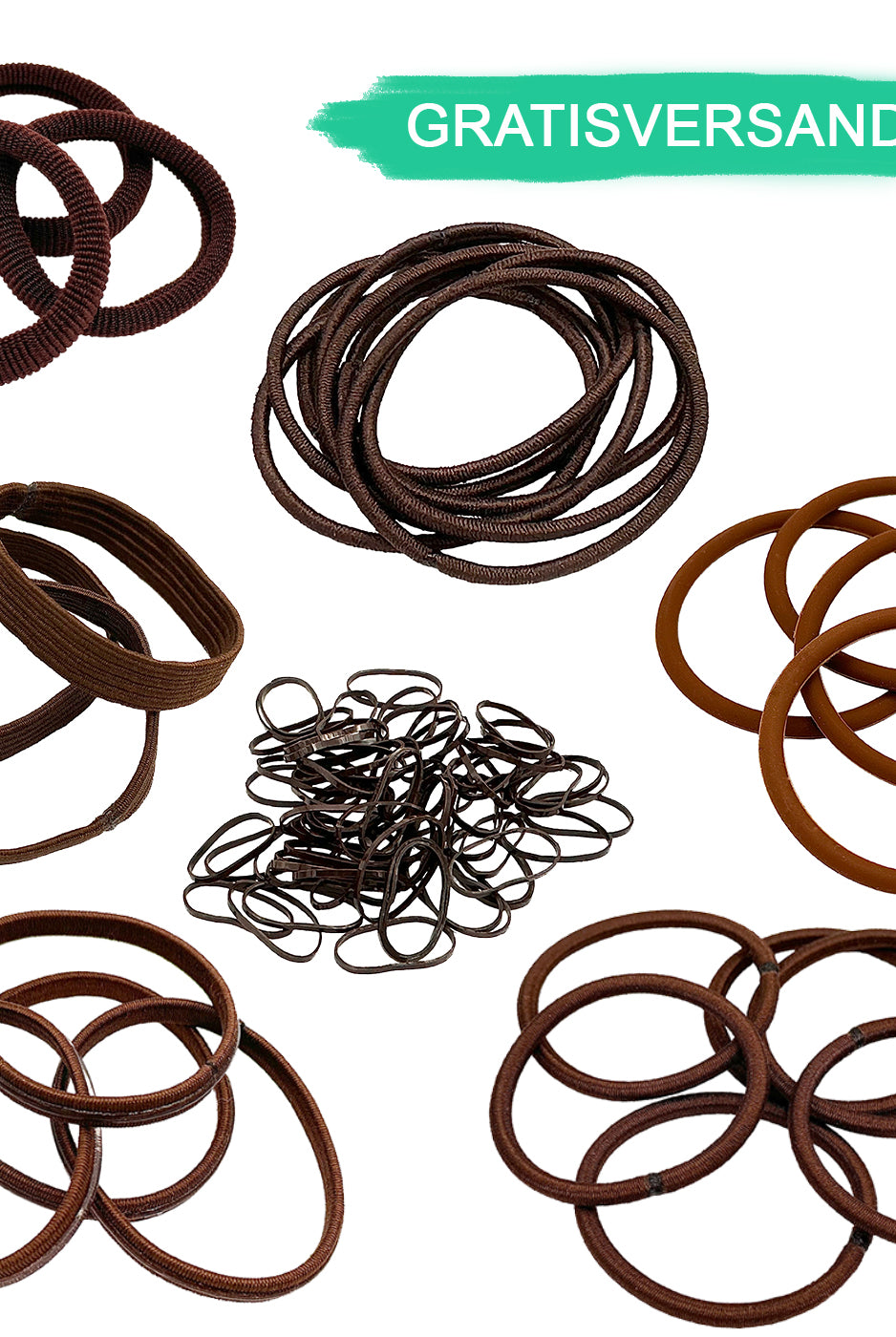 Test Haargummi Set braun (78 Stück | 7 Sorten) - HAARallerliebst