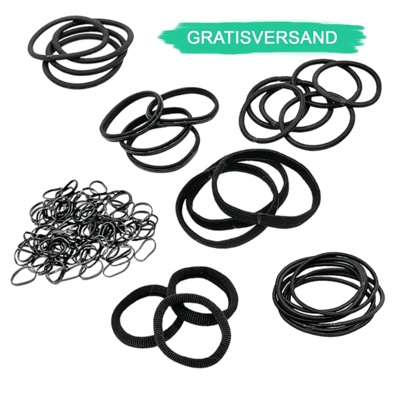 Test Haargummi Set schwarz (78 Stück | 7 Sorten) - HAARallerliebst