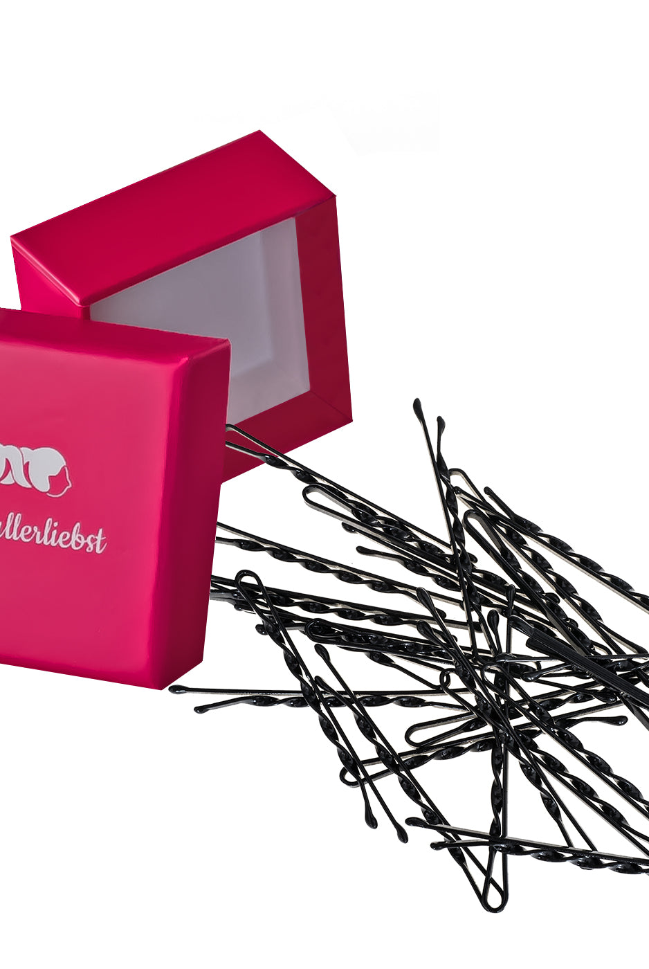 Bobby Pins gedreht (24 Stück | schwarz | 5cm) für ultimativen Halt pinke Box - HAARallerliebst
