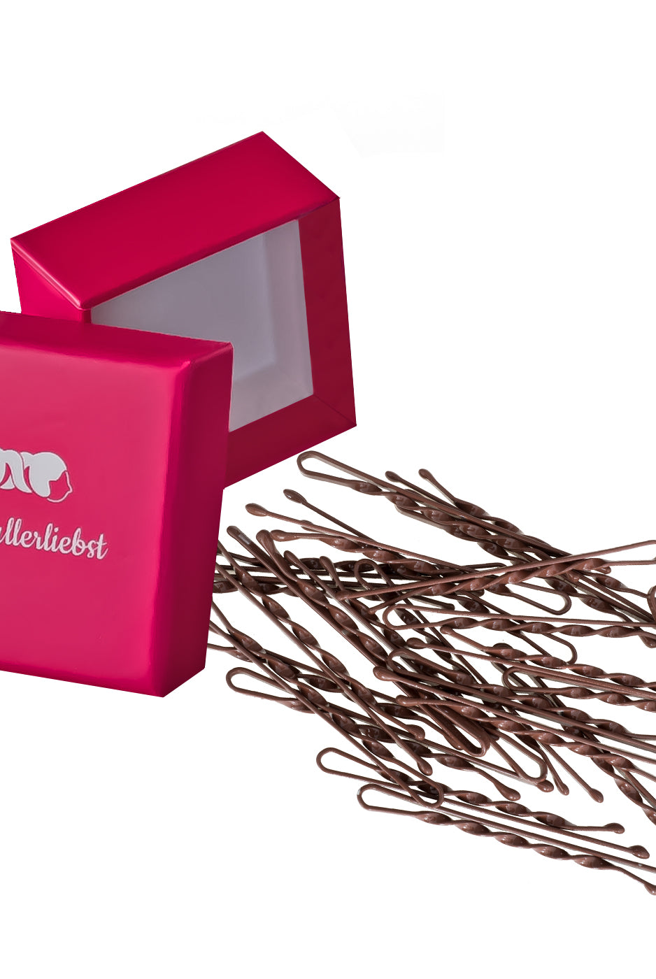 Bobby Pins gedreht (24 Stück | braun | 5cm) für ultimativen Halt pinke Box - HAARallerliebst
