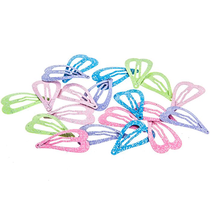 Haarspangen Herzen (20 Stück | Glitzer | 36mm) - HAARallerliebst