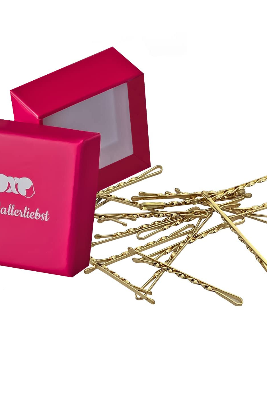 Bobby Pins gedreht (24 Stück | 5cm | (beige, gold, roségold, silber) für ultimativen Halt gold pinke Box - HAARallerliebst