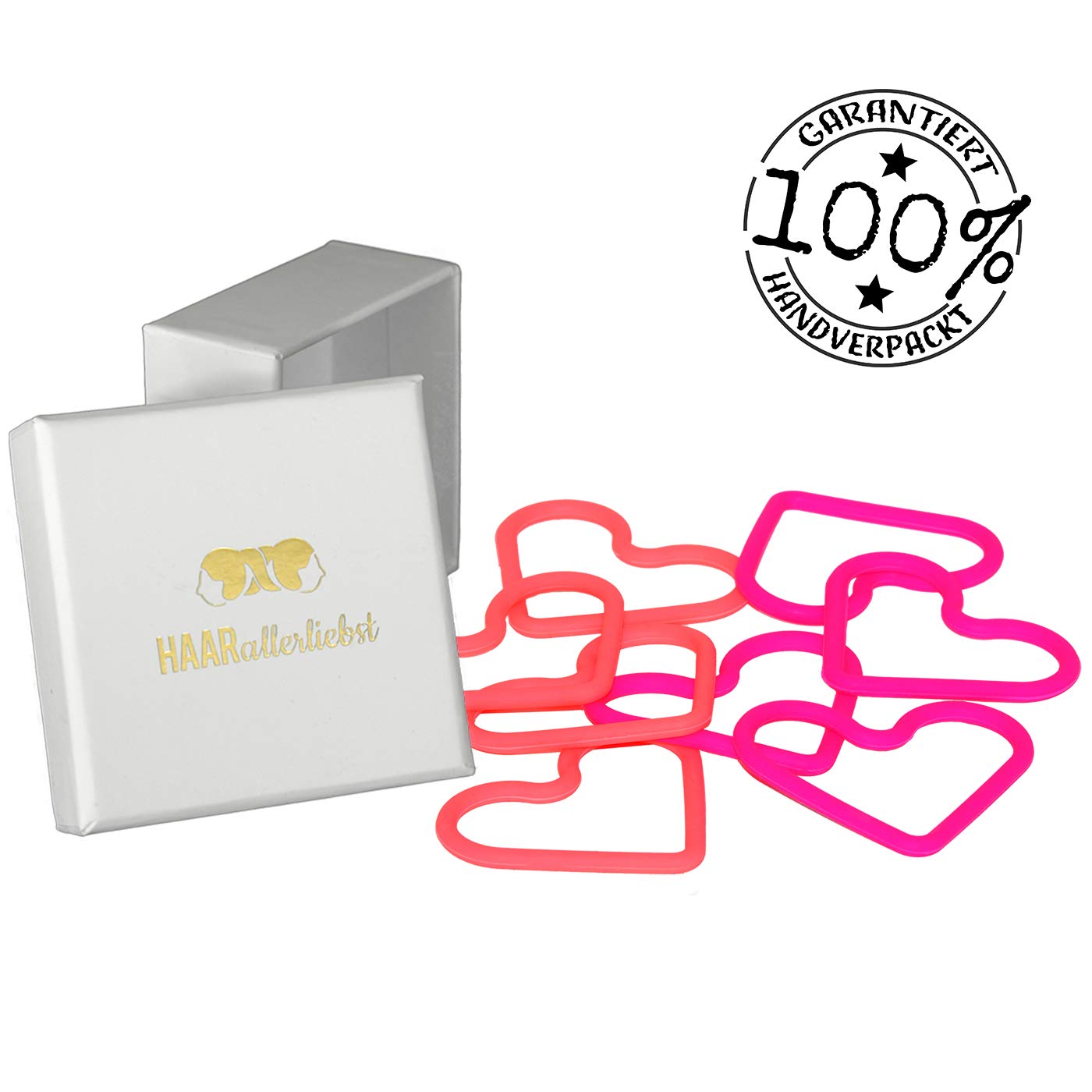 Silikon Haargummis Herzen (Pink Coralle | 8 Stück) extra starker Halt - HAARallerliebst