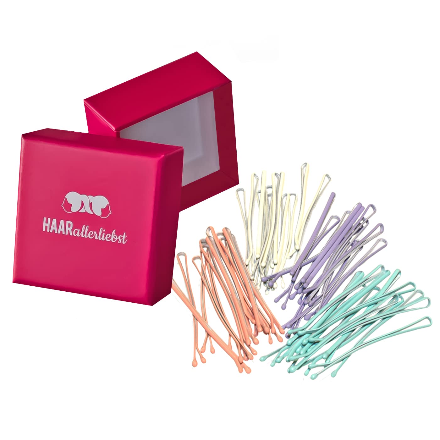 Bobby Pins (Pastell | 48 Stück | 5cm) pinke Box - HAARallerliebst