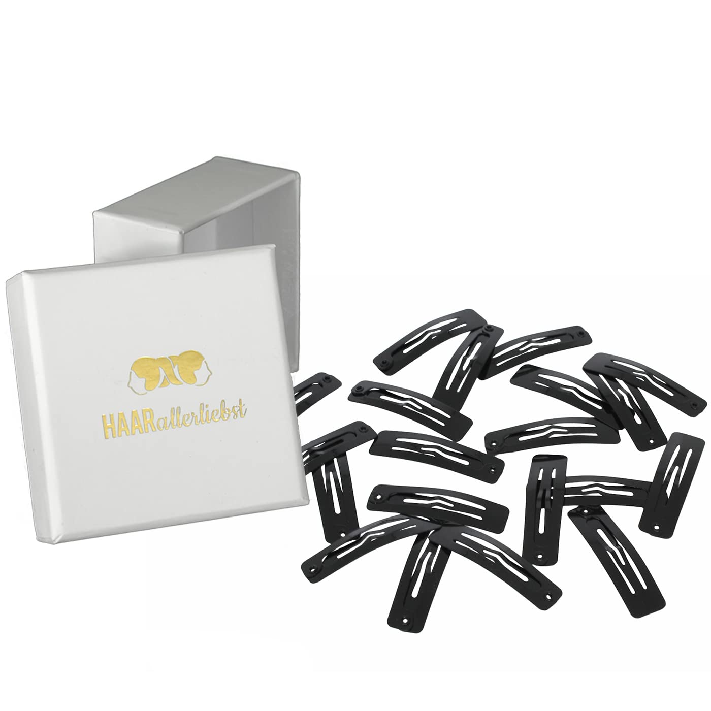 Haarspangen rechteckig (schwarz | 20 Stück | 39mm) - HAARallerliebst