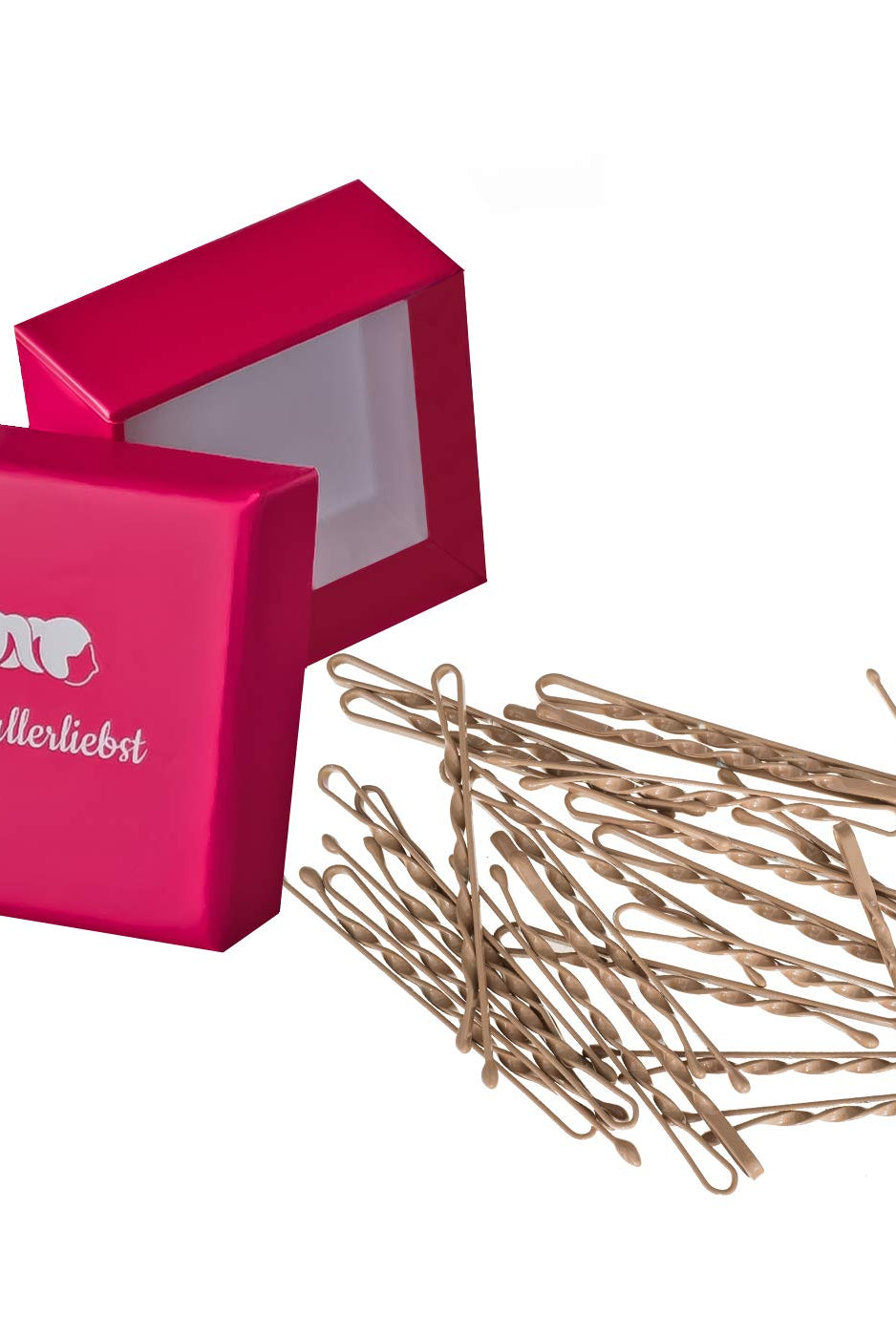 Bobby Pins gedreht (24 Stück | 5cm | (beige, gold, roségold, silber) für ultimativen Halt beige pinke Box- HAARallerliebst
