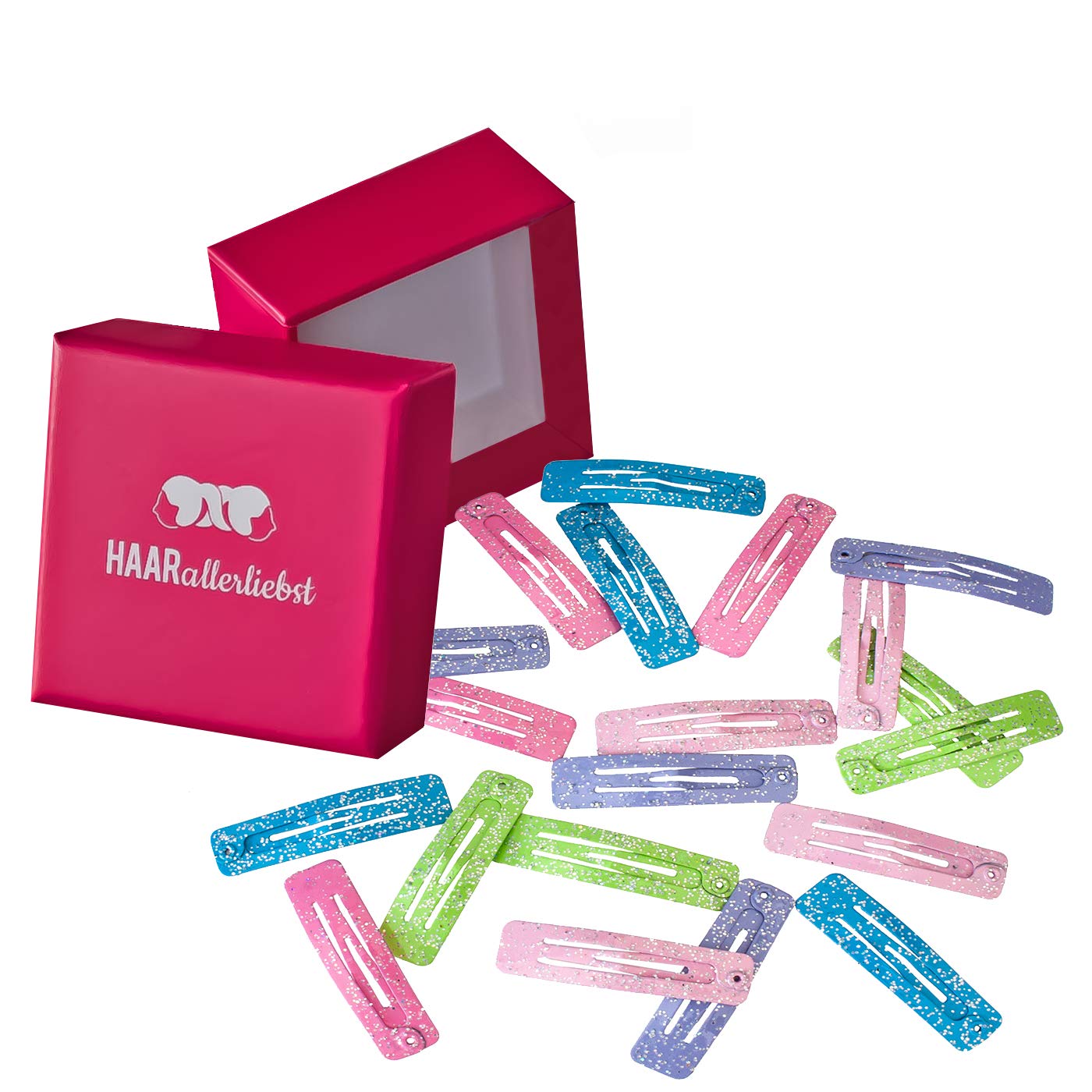 Haarspangen rechteckig glitzer (20 Stück | 39mm) - HAARallerliebst