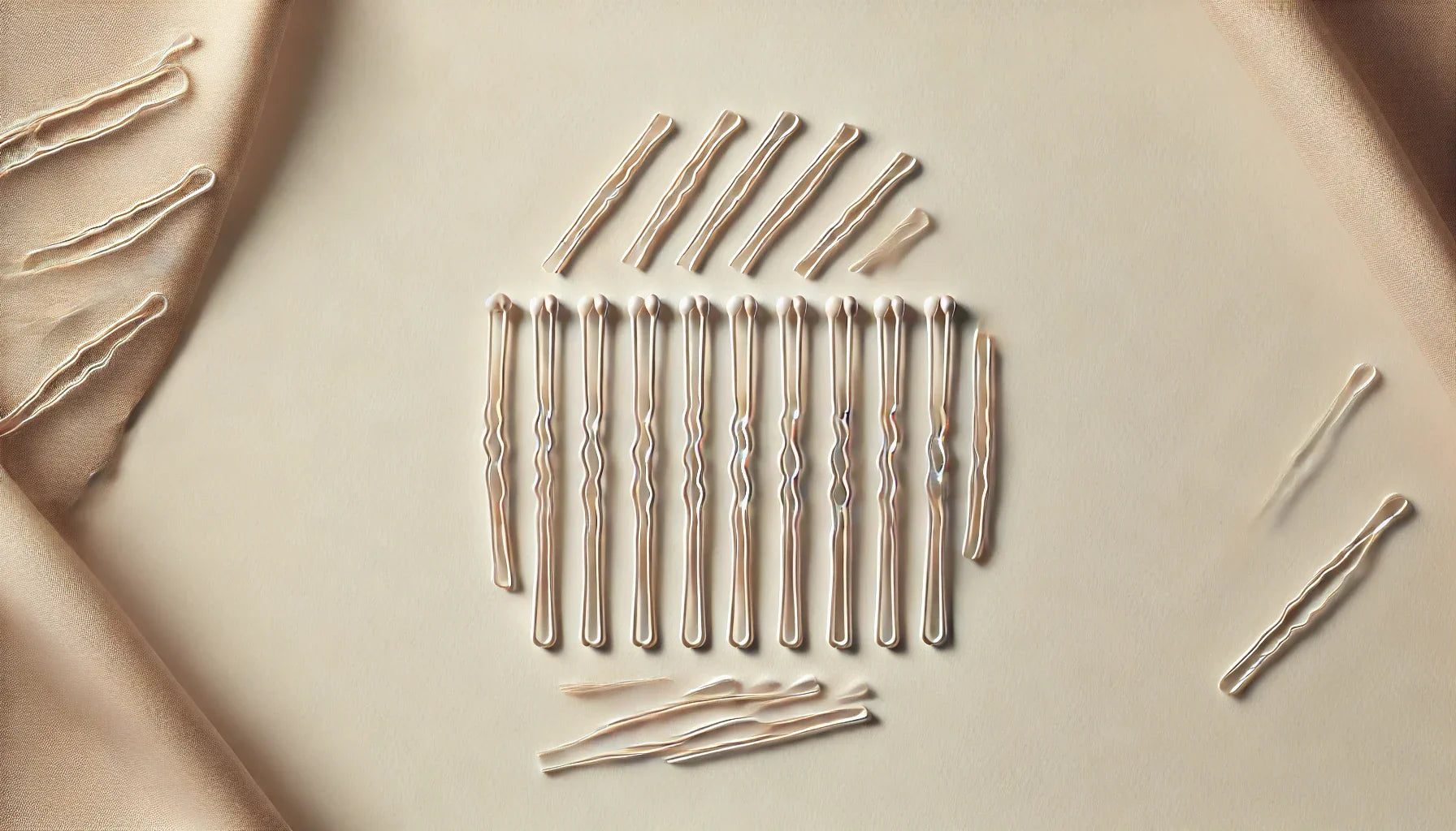 Haarnadeln sortiert auf weisem Hintergrund