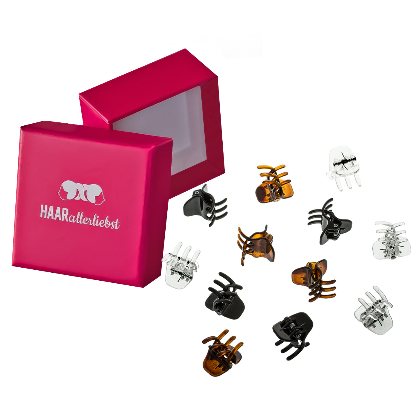 Haarklammern (Transparent Braun Schwarz | 12 Stück | 2cm) - HAARallerliebst