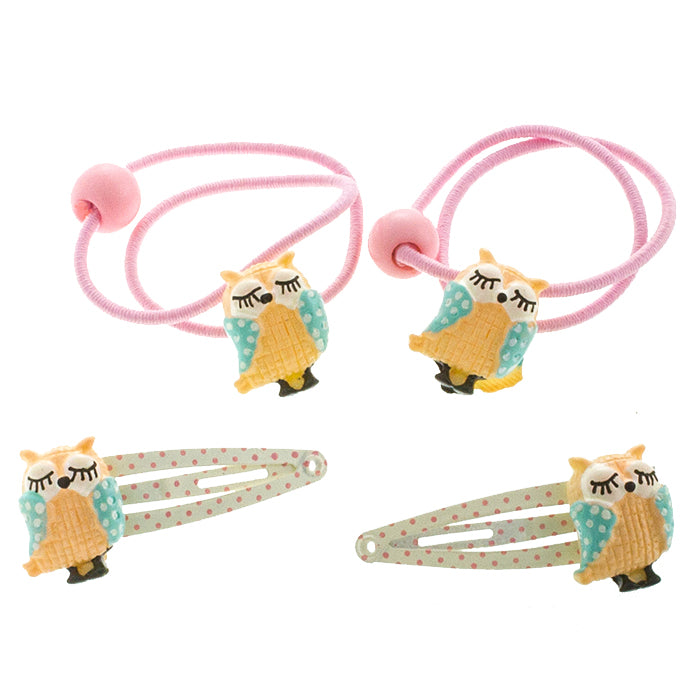 Haargummi und Haarspange Eule (gepunktet | 4 Stück) - HAARallerliebst