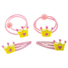 Haargummi und Haarspange Krone Set (rosa | 4 Stück) - HAARallerliebst