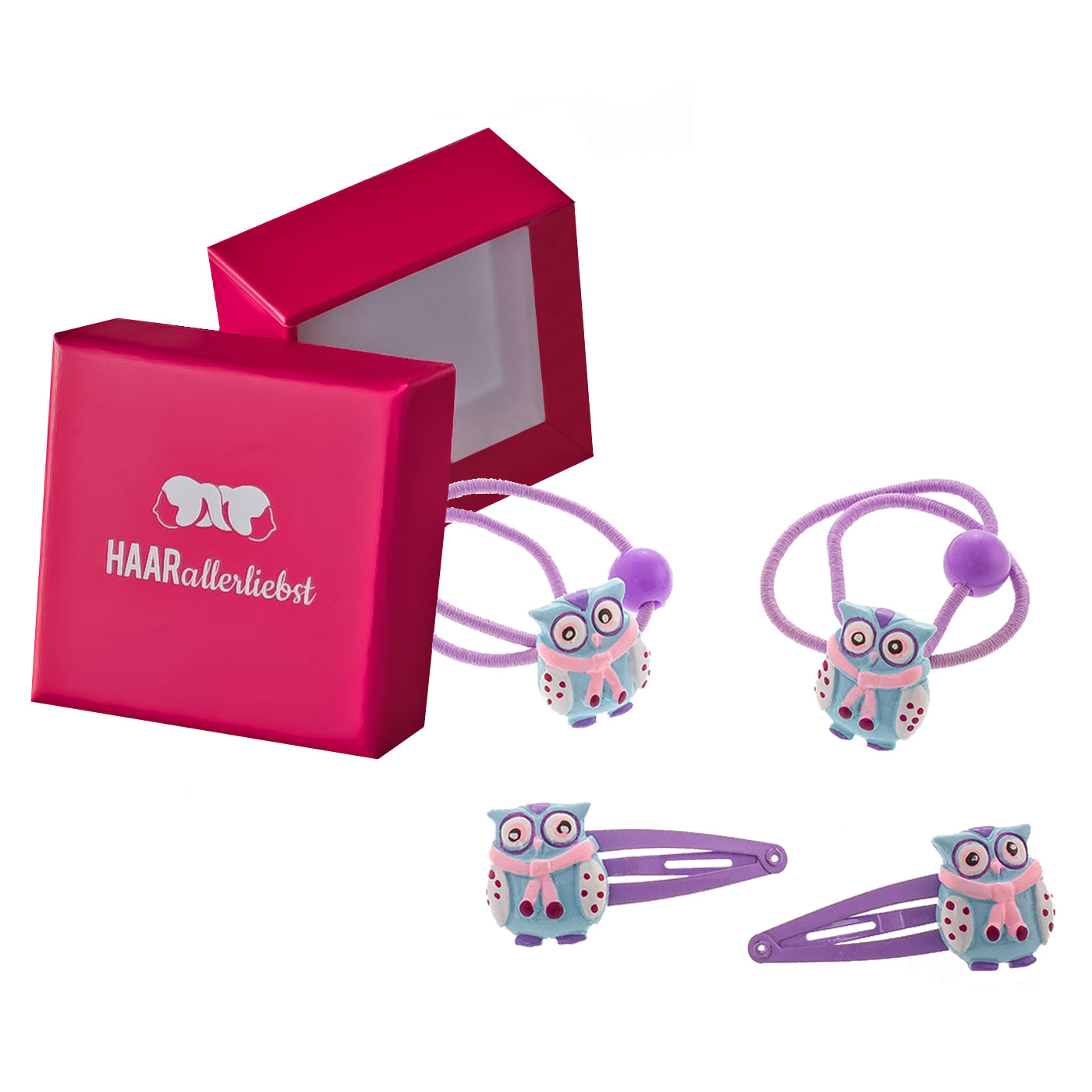 Haarschmuck Set Winter Eulen (lila | 4 Stück) - HAARallerliebst