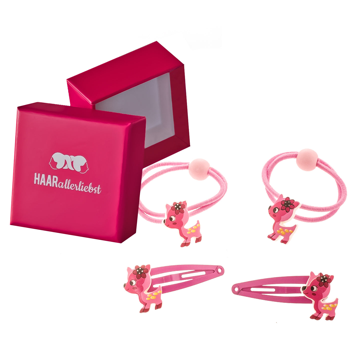 Haarschmuck Set Rehkitz (pink | 4 Stück) - HAARallerliebst