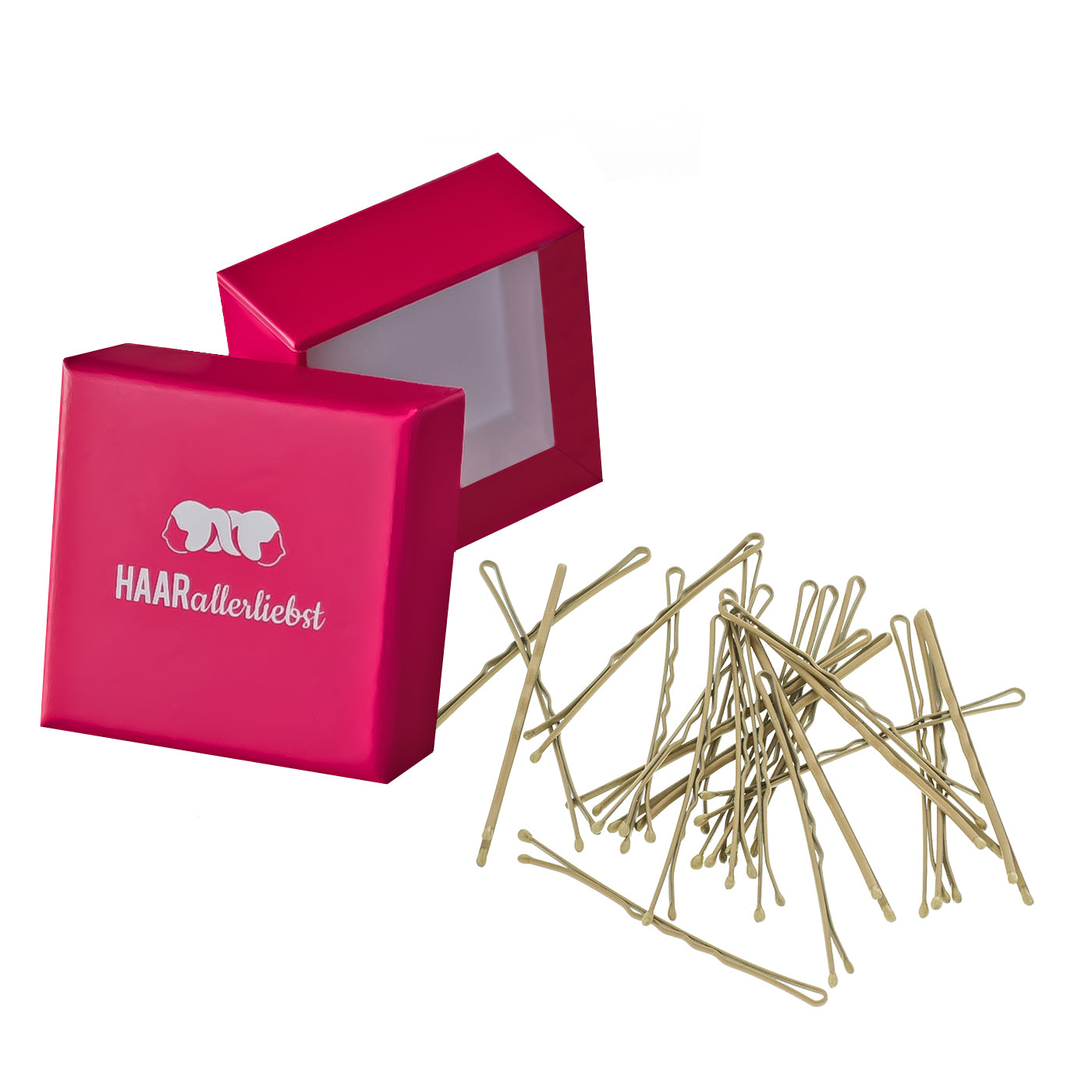Bobby Pins MORE GRIP (beige | 24 Stück | 6cm | Anti Rutsch Beschichtung) pinke Box - HAARallerliebst