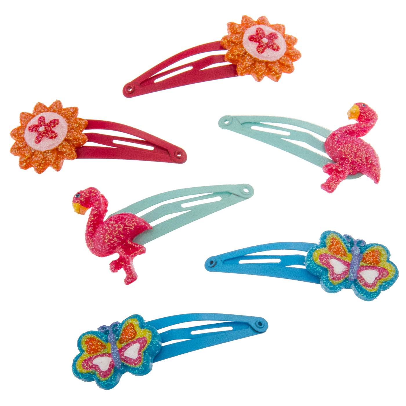 Haarspange Blume Flamingo Schmetterling (glitzernd | 6 Stück) - HAARallerliebst