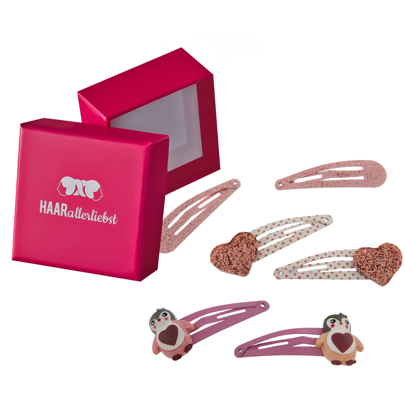 Haarspangen Set Pinguine (rosa | 6 Stück) - HAARallerliebst
