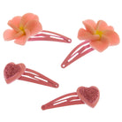 Haarspangen Blumen und Herzen (rosa | 4 Stück) - HAARallerliebst
