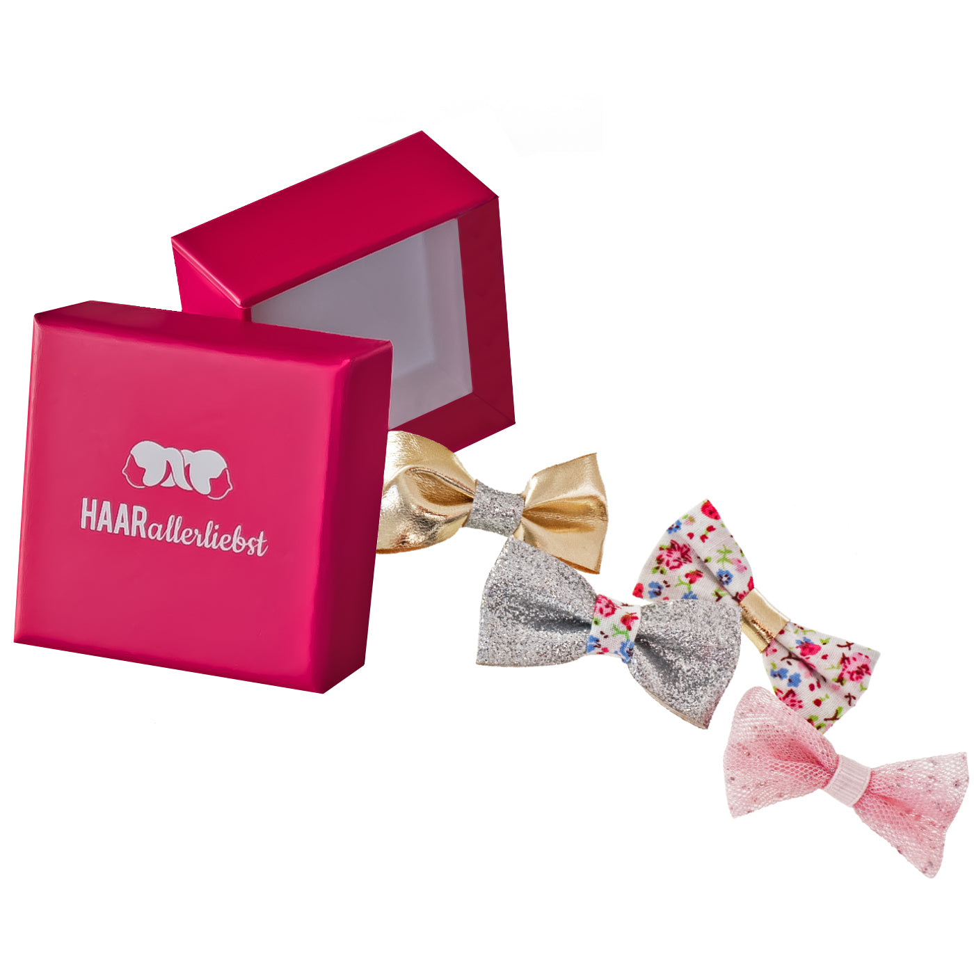 Haarspangen Schleifen Set (rosa silber gold | 4 Stück) - HAARallerliebst