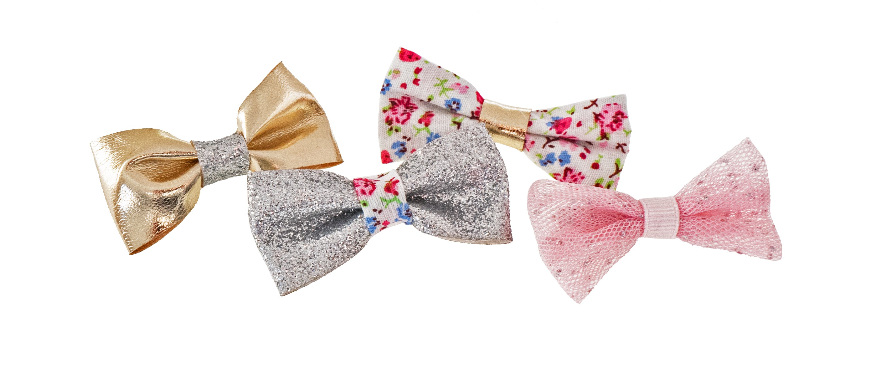 Haarspangen Schleifen Set (rosa silber gold | 4 Stück) - HAARallerliebst