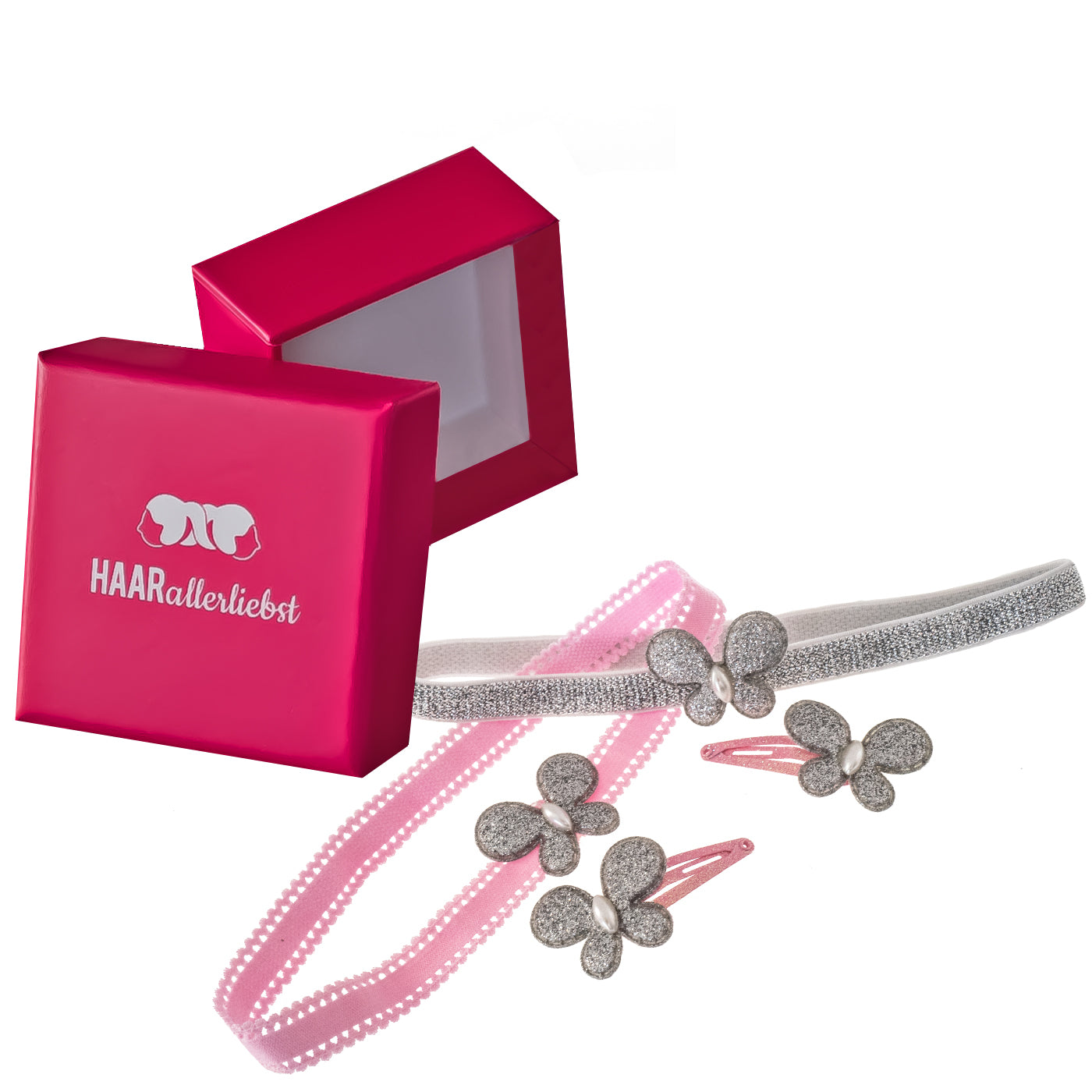 Haarschmuck Set Schmetterlinge (rosa silber | 4 Stück) - HAARallerliebst
