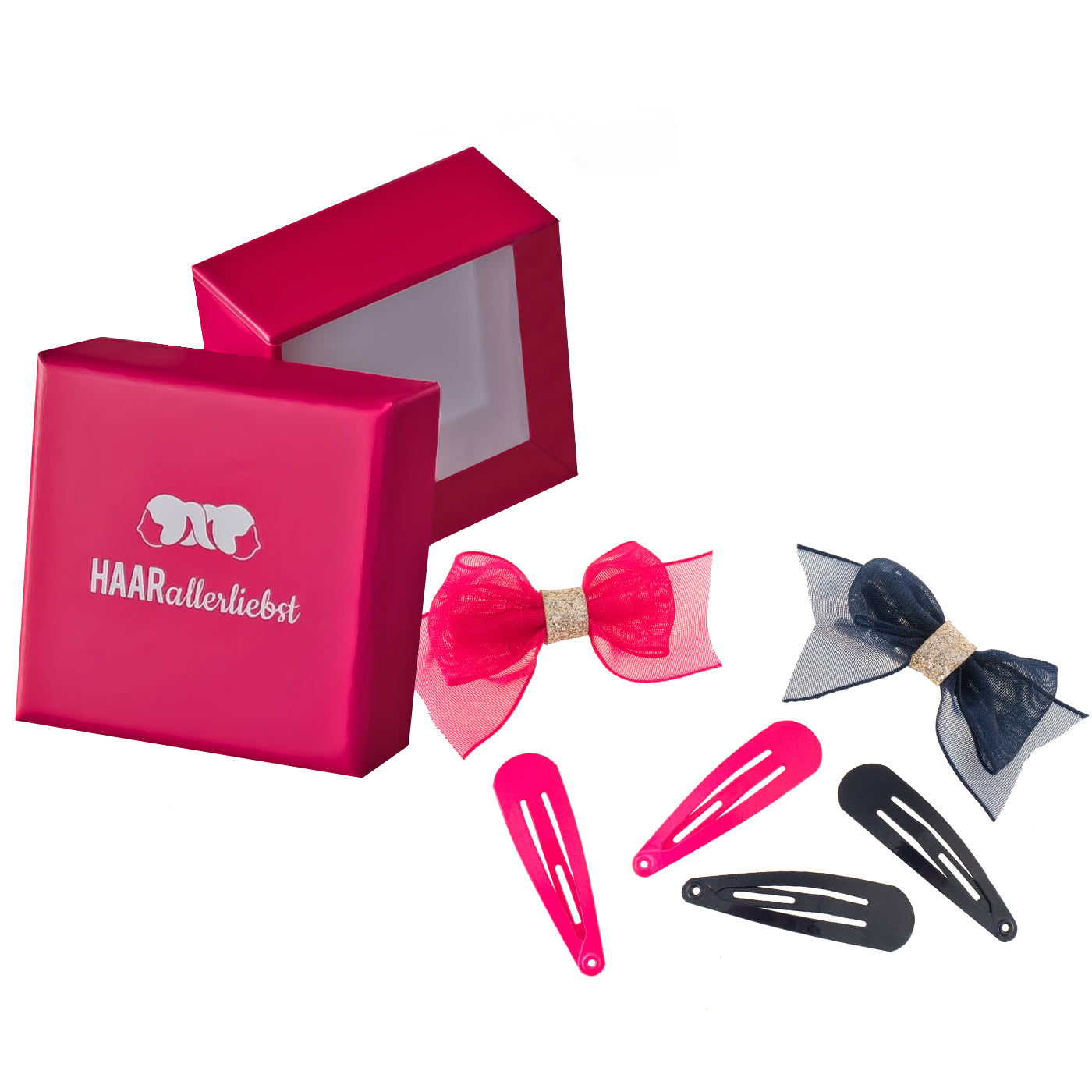 Haarschmuck Set Schleifen (pink blau | 6 Stück) - HAARallerliebst