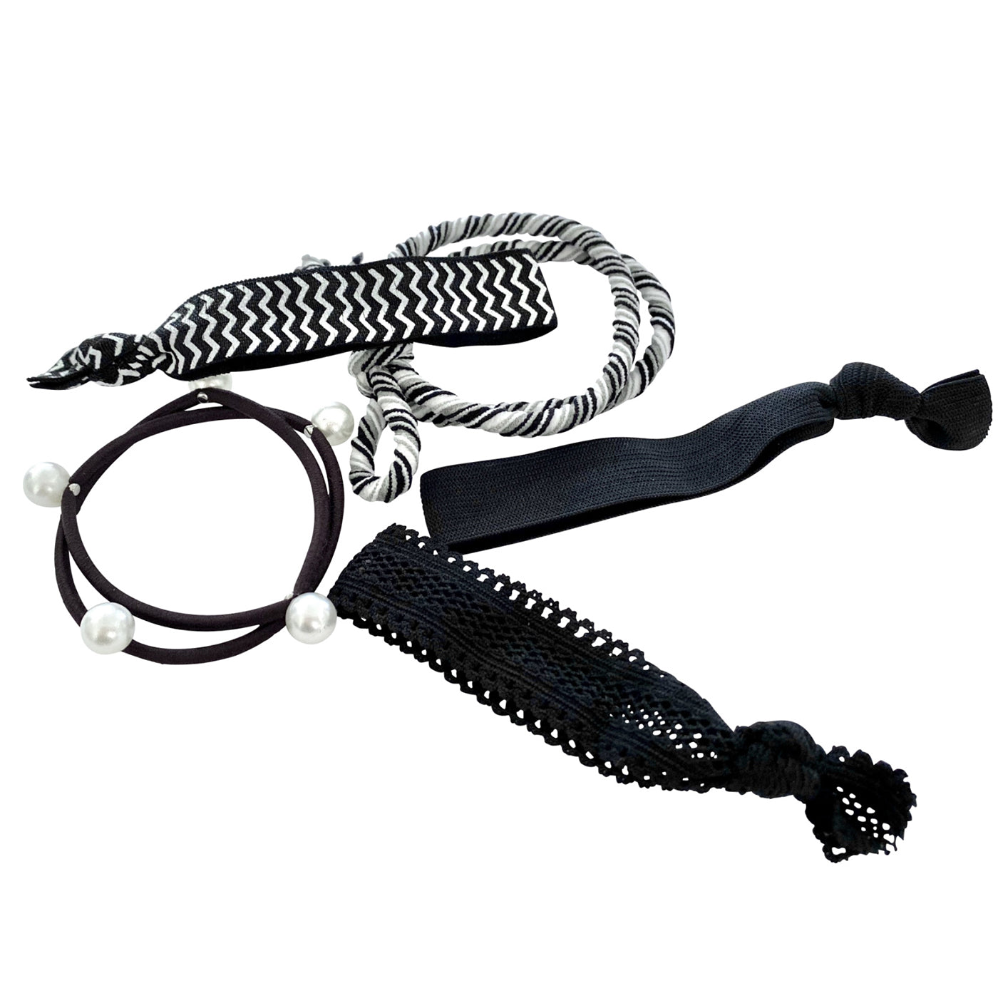 Haargummi als Armband (weiss schwarz | 5 Stück) - HAARallerliebst