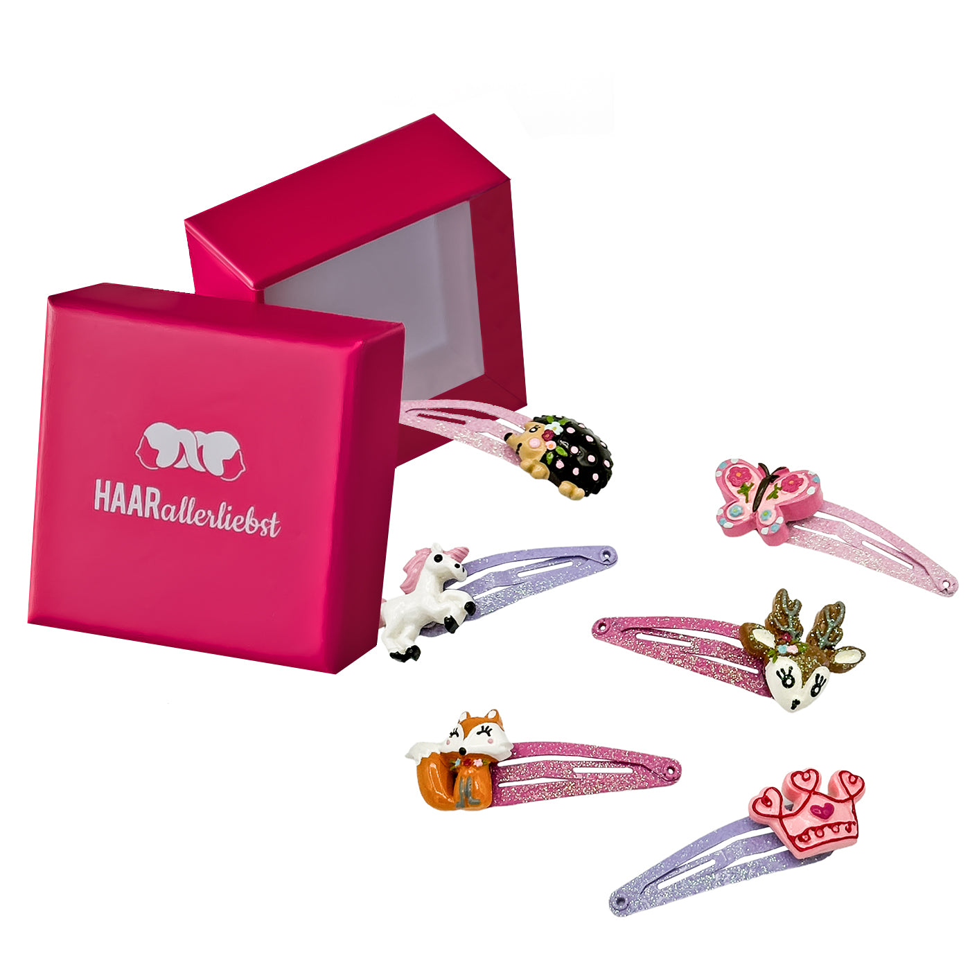 Haarspangen Set Tiere (Glitzer | 6 Stück) - HAARallerliebst