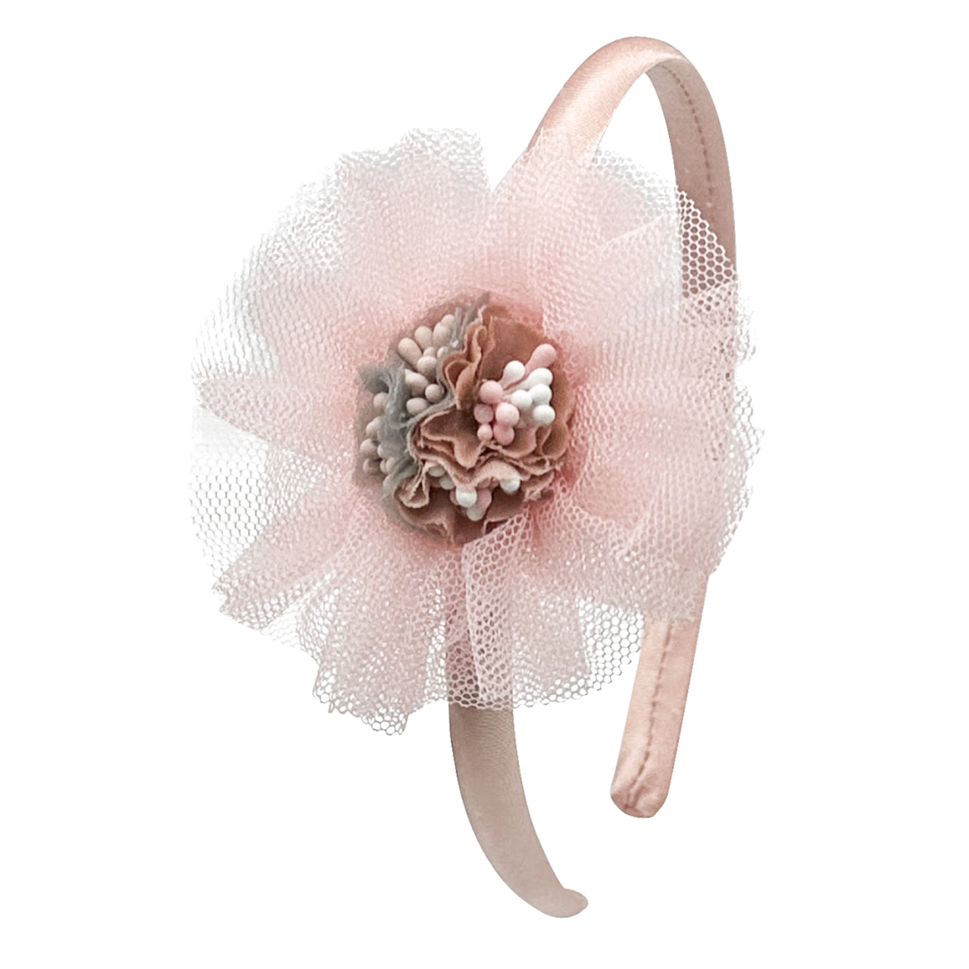 Perlen Haarreif (große Tüll Blume mit Perlen | rosa) - HAARallerliebst