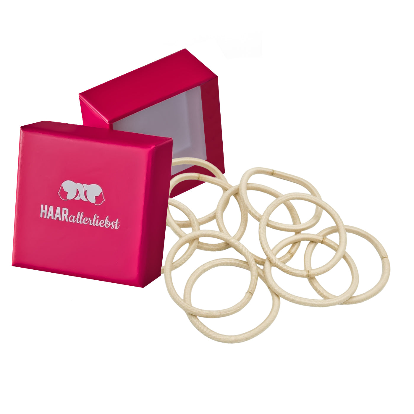 Haargummis blond (verschiedene beigetöne | 20 Stück | 3,5mm dick) pinke Box - HAARallerliebst