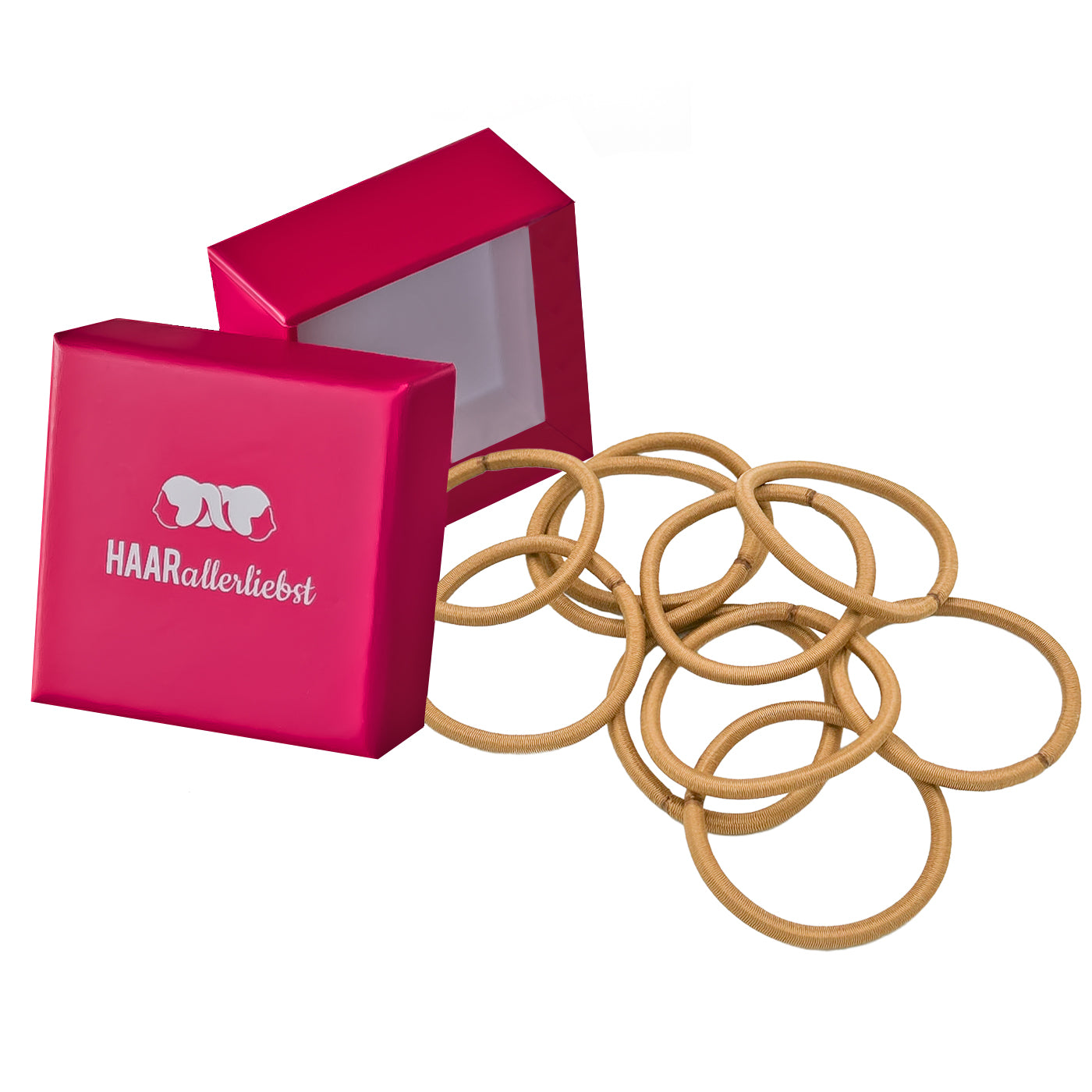 Haargummis blond (verschiedene beigetöne | 20 Stück | 3,5mm dick) pinke Box dunkelblond - HAARallerliebst