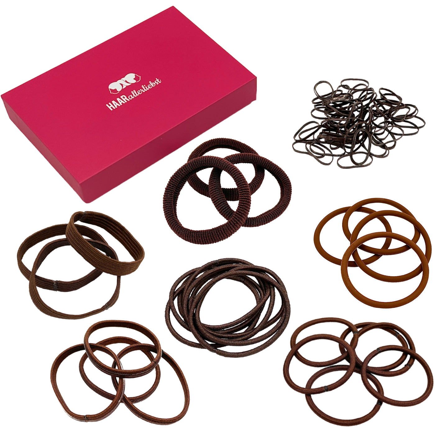 Haargummi Test Set (braun | 78 Stück | 7 Sorten) - HAARallerliebst