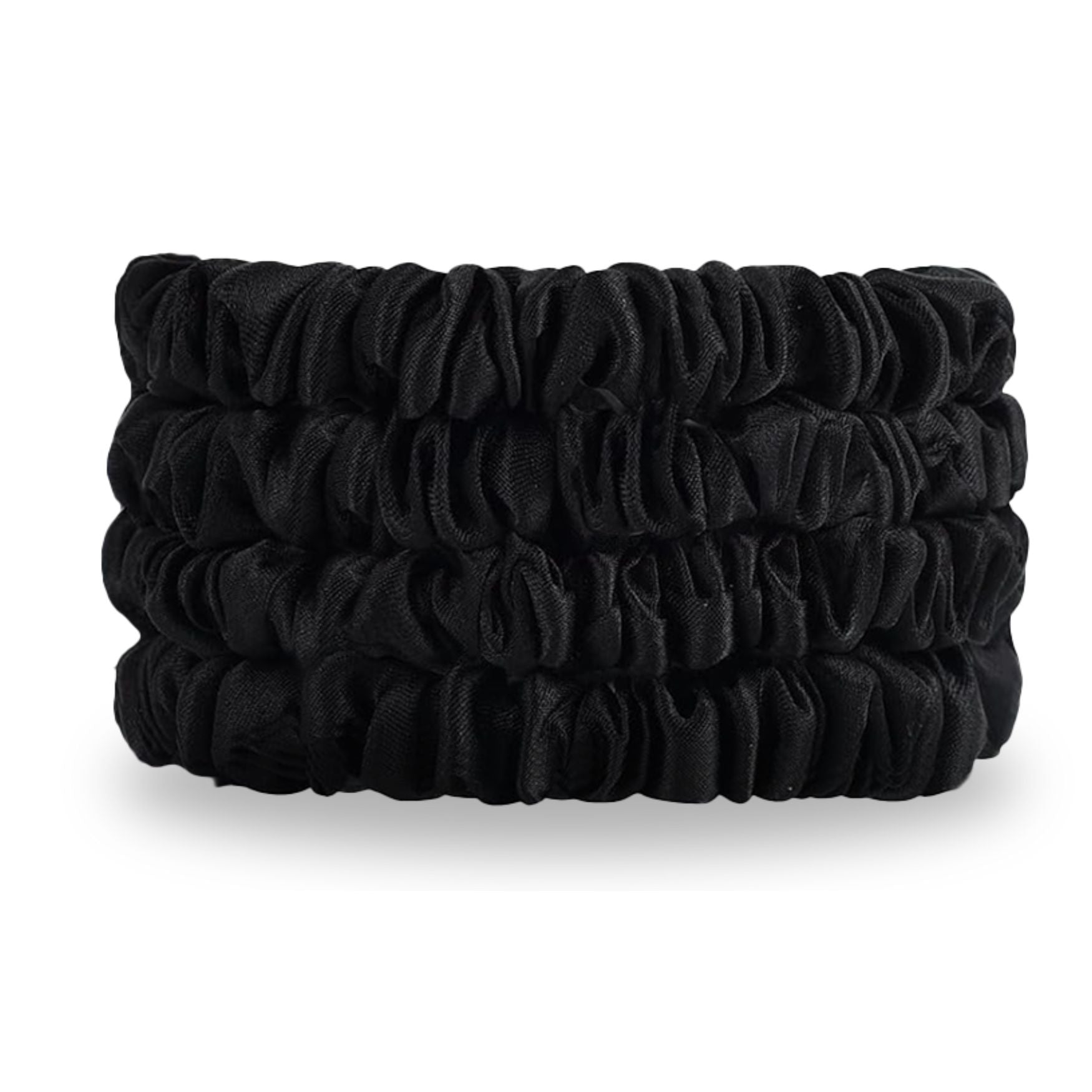 Seiden Scrunchies schwarz (dünn | 4 Stück) - HAARallerliebst