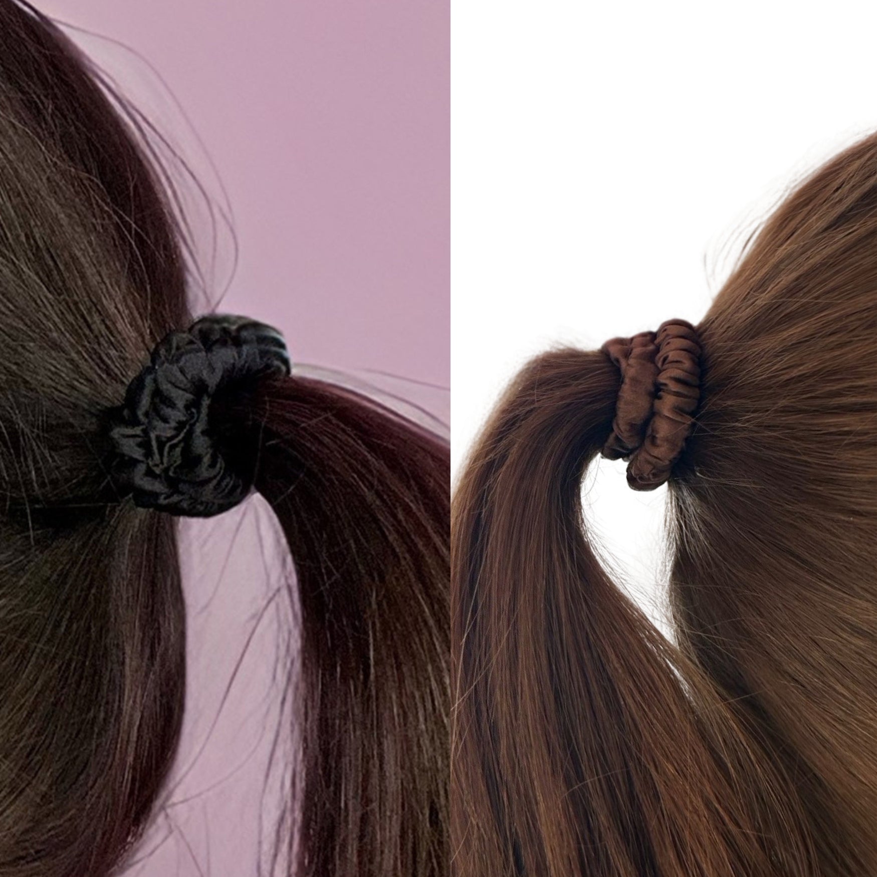 Seiden Scrunchies braun schwarz (dünn | 4 Stück) - HAARallerliebst