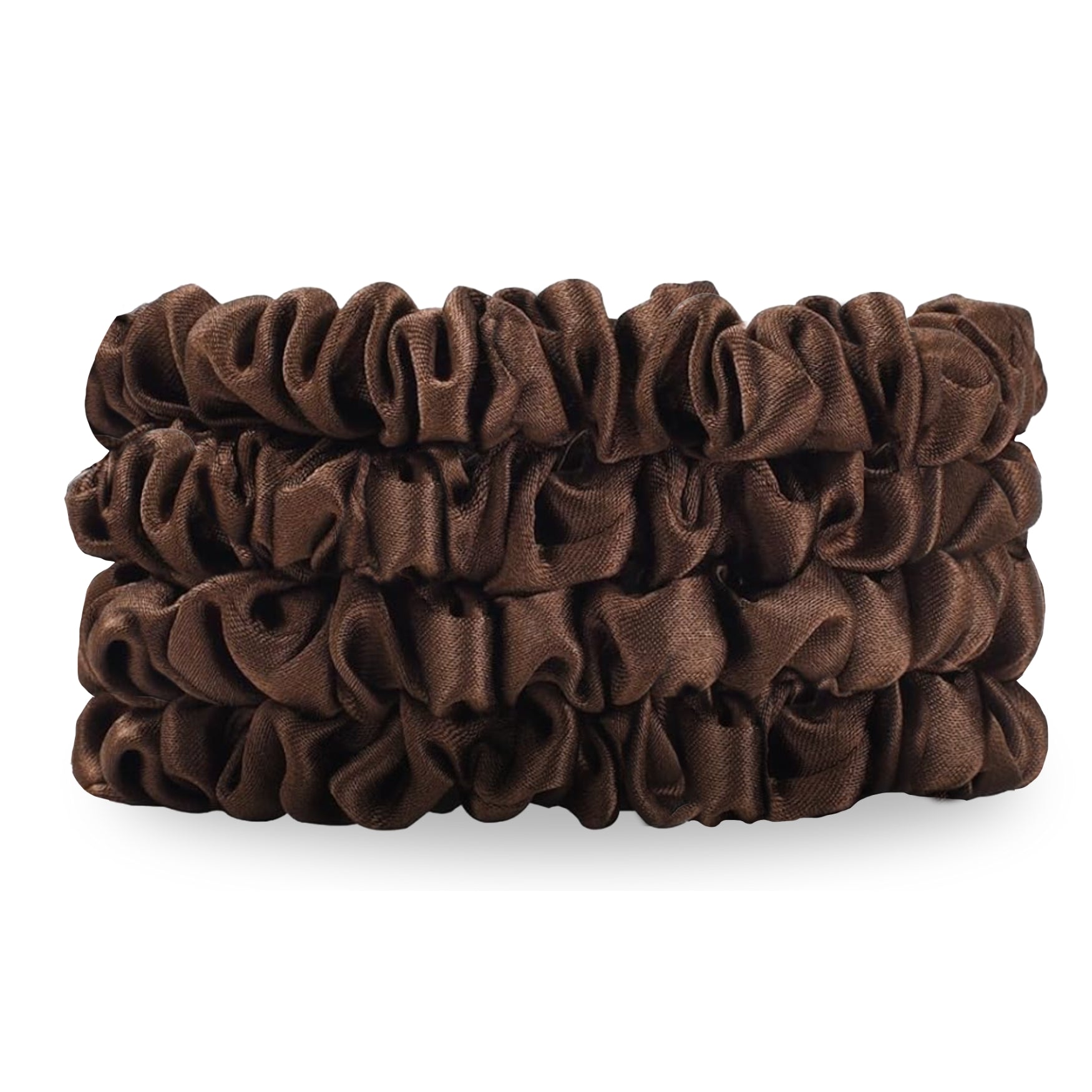 Scrunchies Seide braun (dünn | 4 Stück) - HAARallerliebst