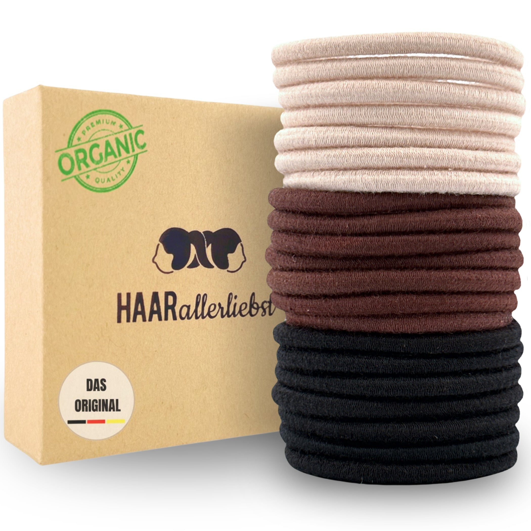 Haarallerliebst Haargummi Damen 18er Set – Haargummis ohne Metall aus Bio-Baumwolle & Naturkautschuk - HAARallerliebst