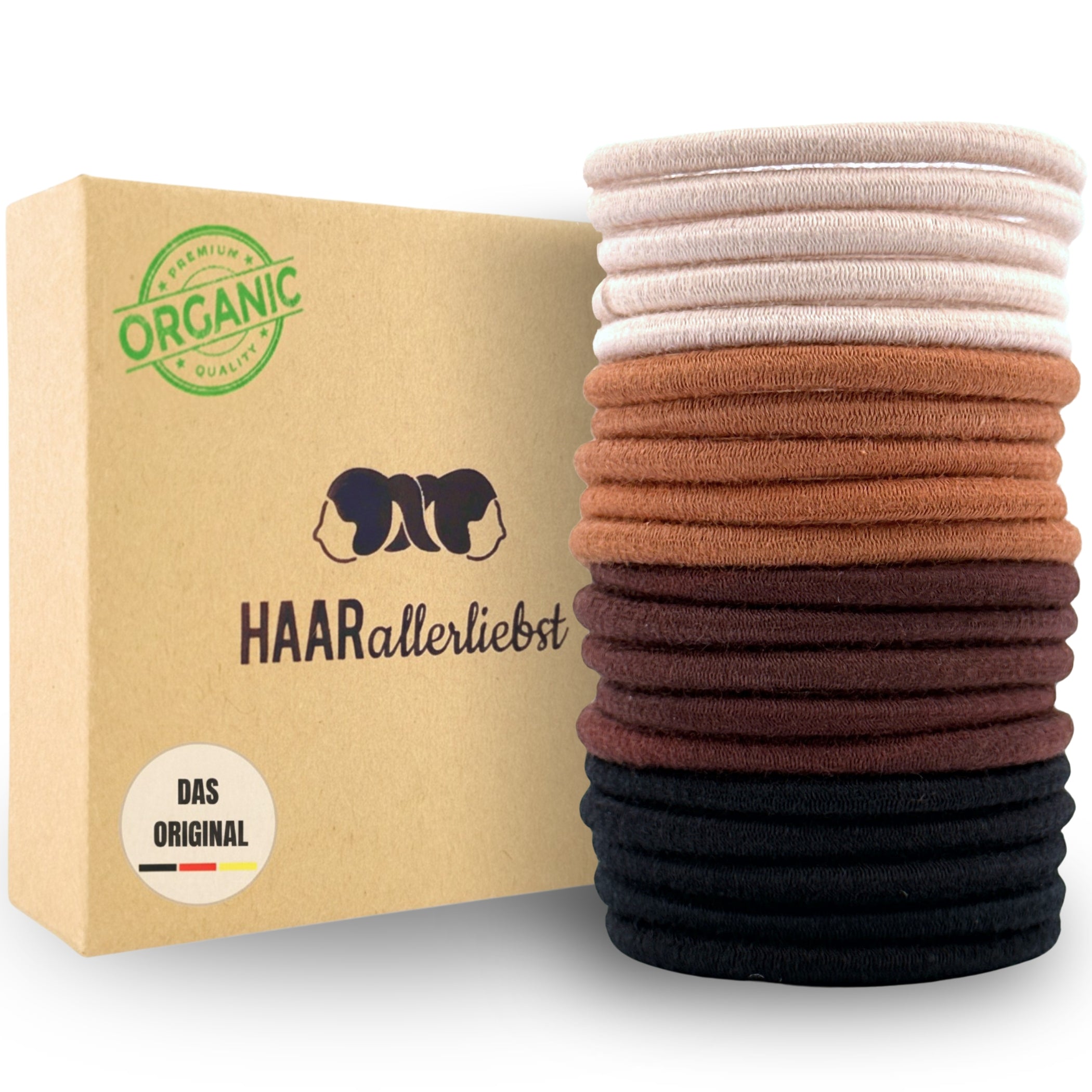 Haarallerliebst Haargummi Damen 20er Set – Haargummis ohne Metall aus Bio-Baumwolle & Naturkautschuk - HAARallerliebst