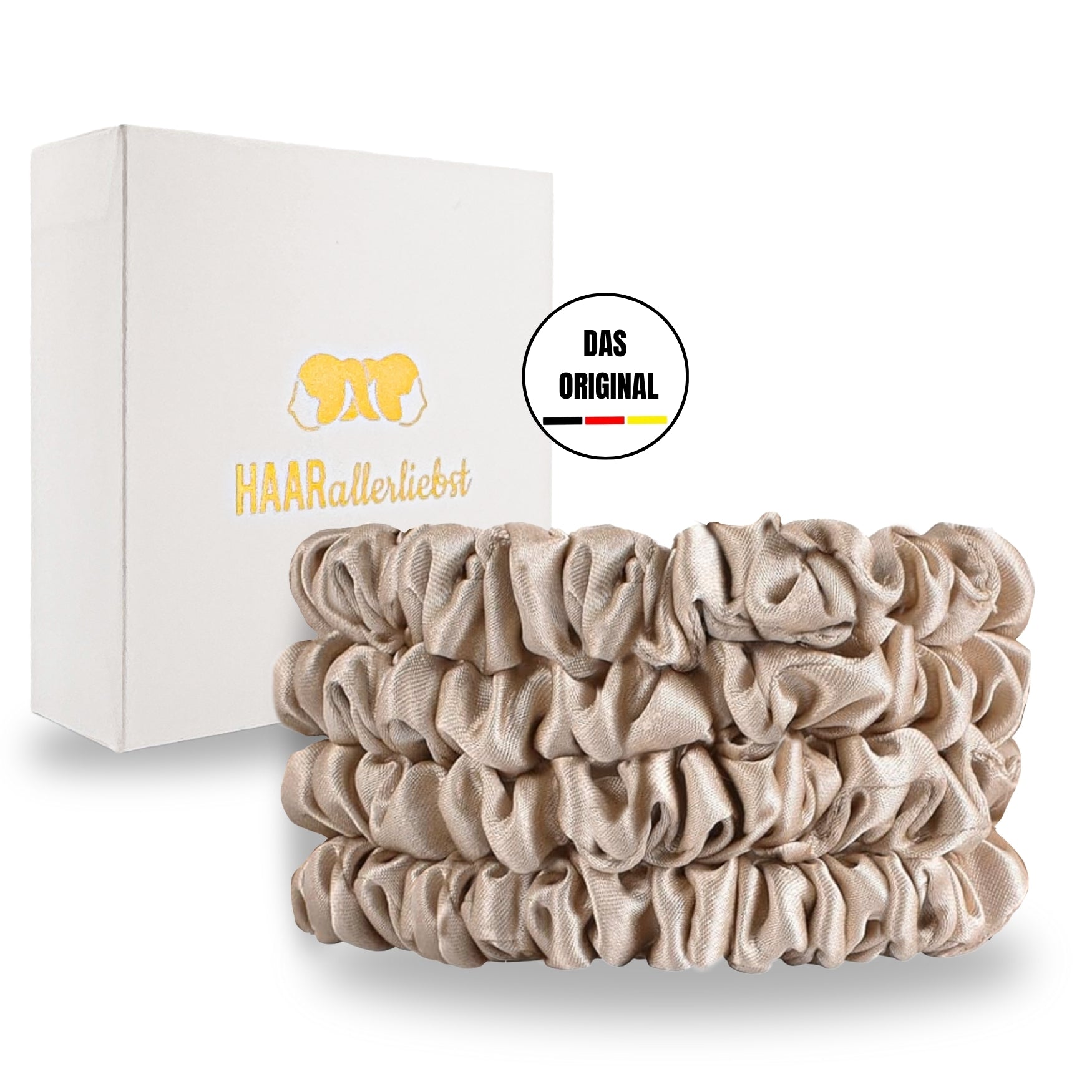 Scrunchies Seide beige (dünn | 4 Stück) - HAARallerliebst