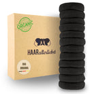 Haarallerliebst Haargummi Damen 12er Set – Haargummis soft ohne Metall aus Bio-Baumwolle & Naturkautschuk – Zopfgummi dunkelbraun für starken Halt – Schonend zu Haar & Umwelt - HAARallerliebst