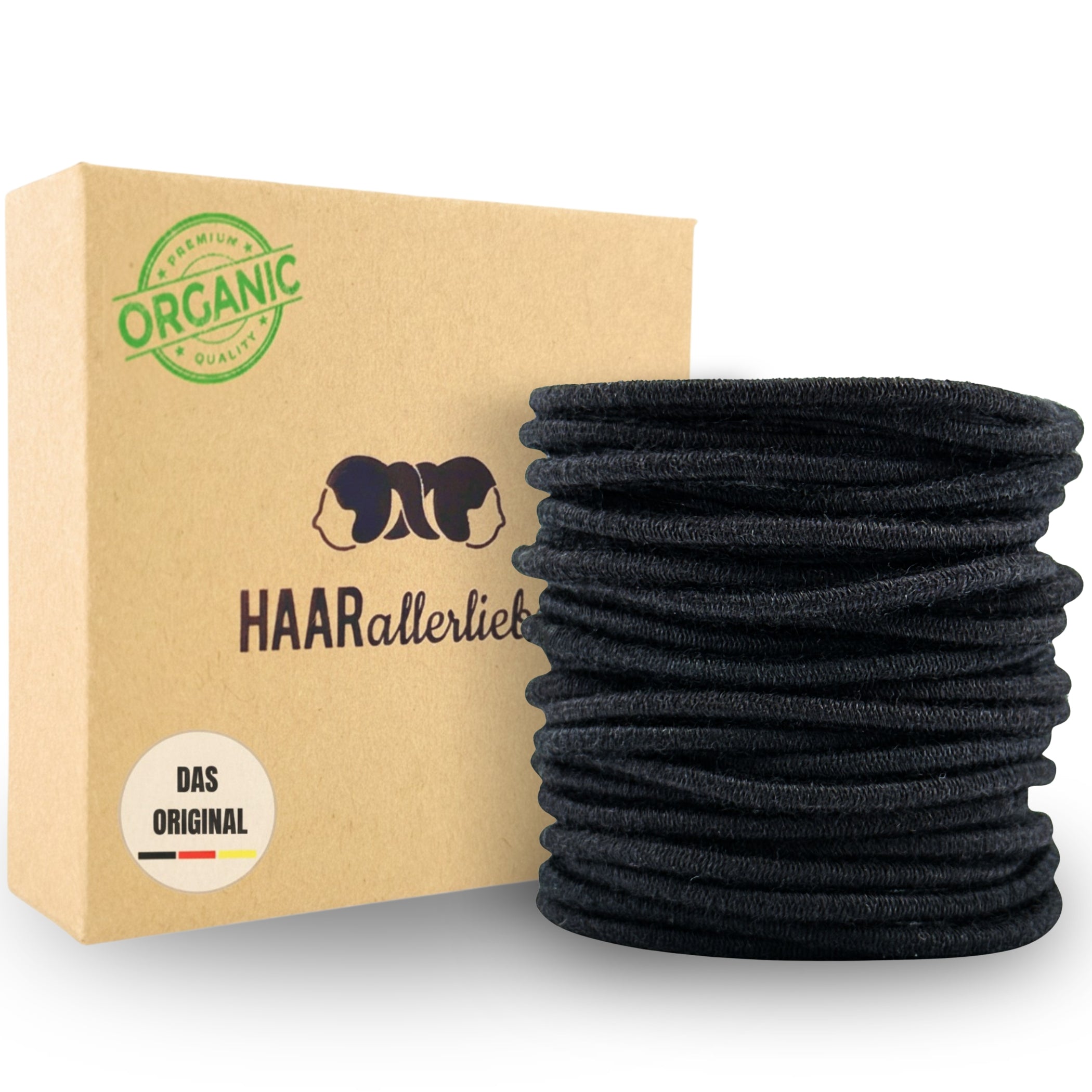 Haarallerliebst Haargummi Damen 30er Set – Haargummis dünn ohne Metall aus Bio-Baumwolle & Naturkautschuk - HAARallerliebst