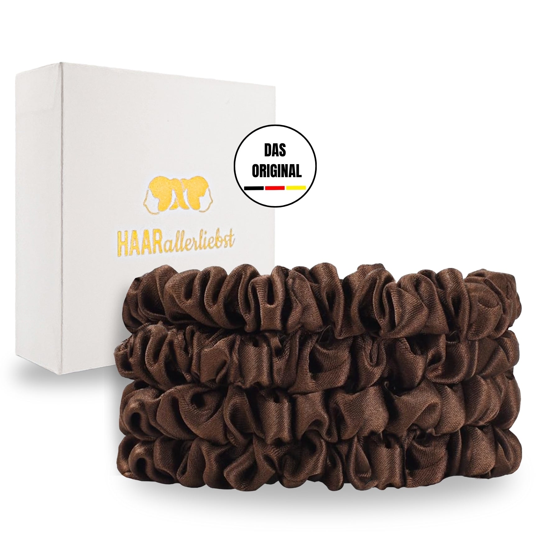 Scrunchies Seide braun (dünn | 4 Stück) - HAARallerliebst