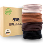 Haarallerliebst Haargummi Damen 30er Set – Haargummis soft ohne Metall aus Bio-Baumwolle & Naturkautschuk – Zopfgummi schwarz hellbraun dunkelbraun beige für starken Halt – Schonend zu Haar & Umwelt - HAARallerliebst