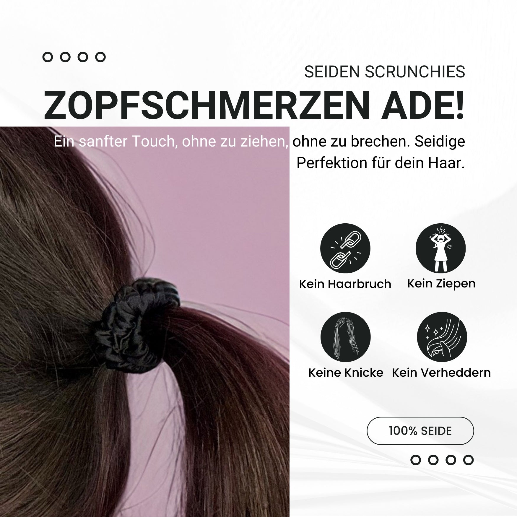 Seiden Scrunchies schwarz (dünn | 4 Stück) - HAARallerliebst