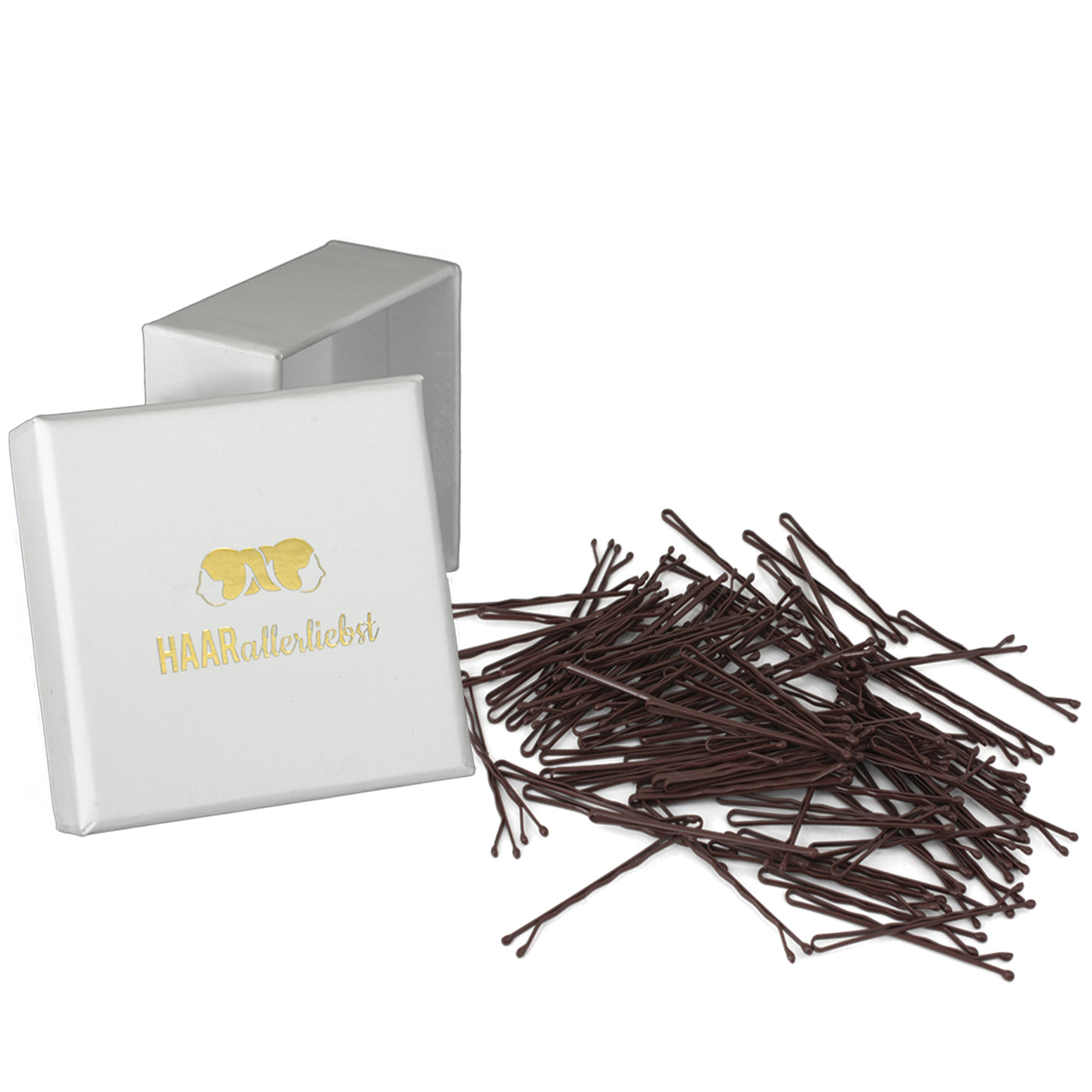 Bobby Pins braun (100 Stück | 5cm) weisse Box - HAARallerliebst