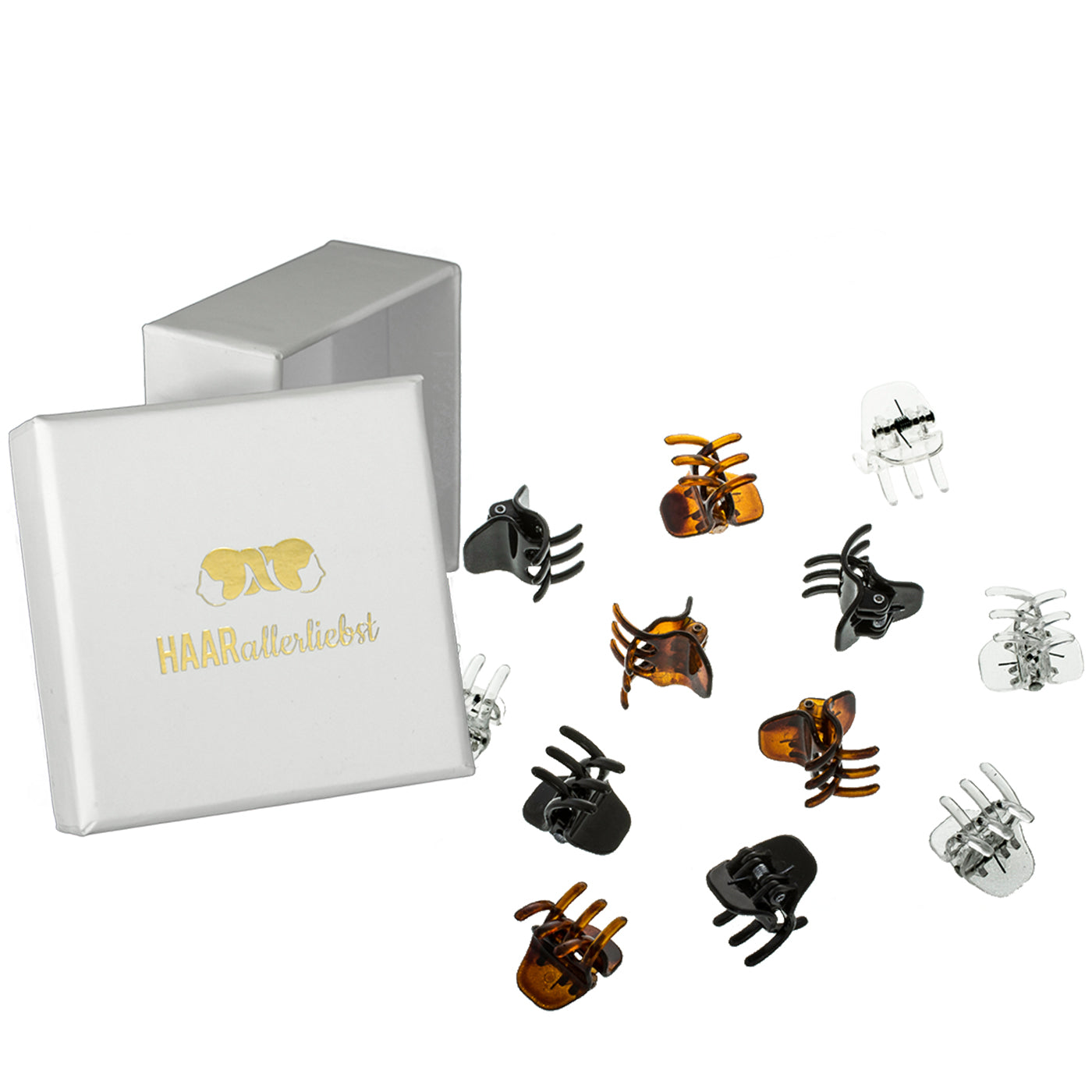 Haarklammern (Transparent Braun Schwarz | 12 Stück | 2cm) - HAARallerliebst