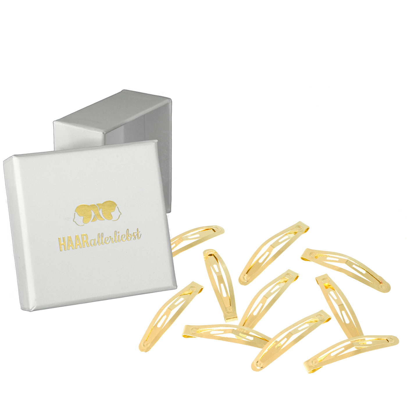 Haarspangen für dickes Haar (gold | 10 Stück | 4cm) in weisser Box - HAARallerliebst