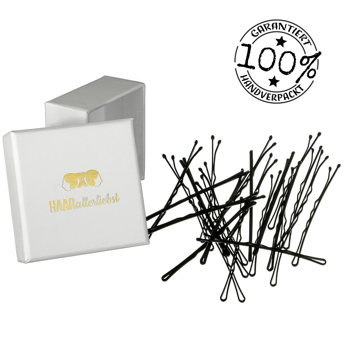 STARKE BOBBY PINS MORE GRIP (schwarz | 24 Stück | 6cm | Anti Rutsch Beschichtung) logo - HAARallerliebst