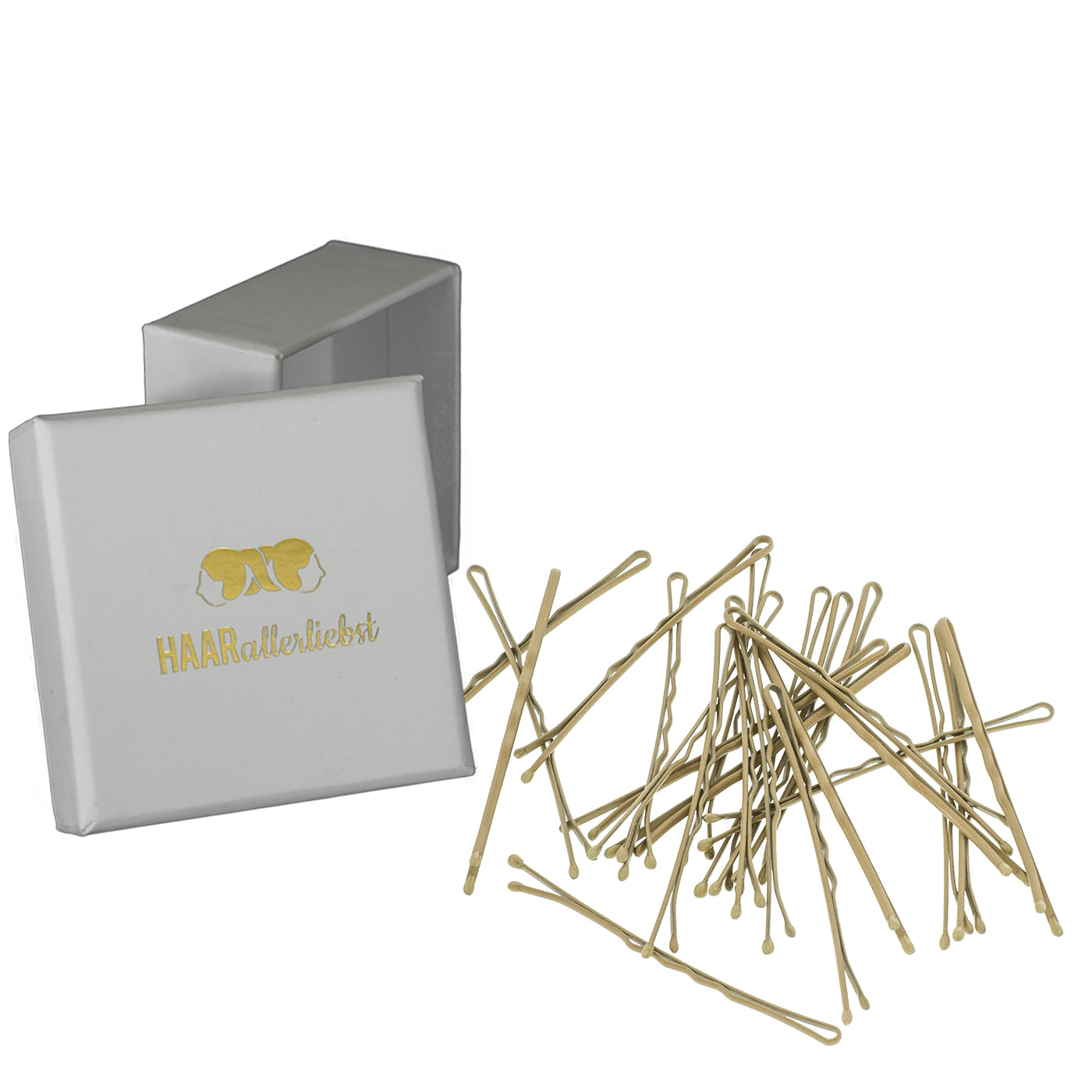 Bobby Pins MORE GRIP (beige | 24 Stück | 6cm | Anti Rutsch Beschichtung) weisse Box - HAARallerliebst