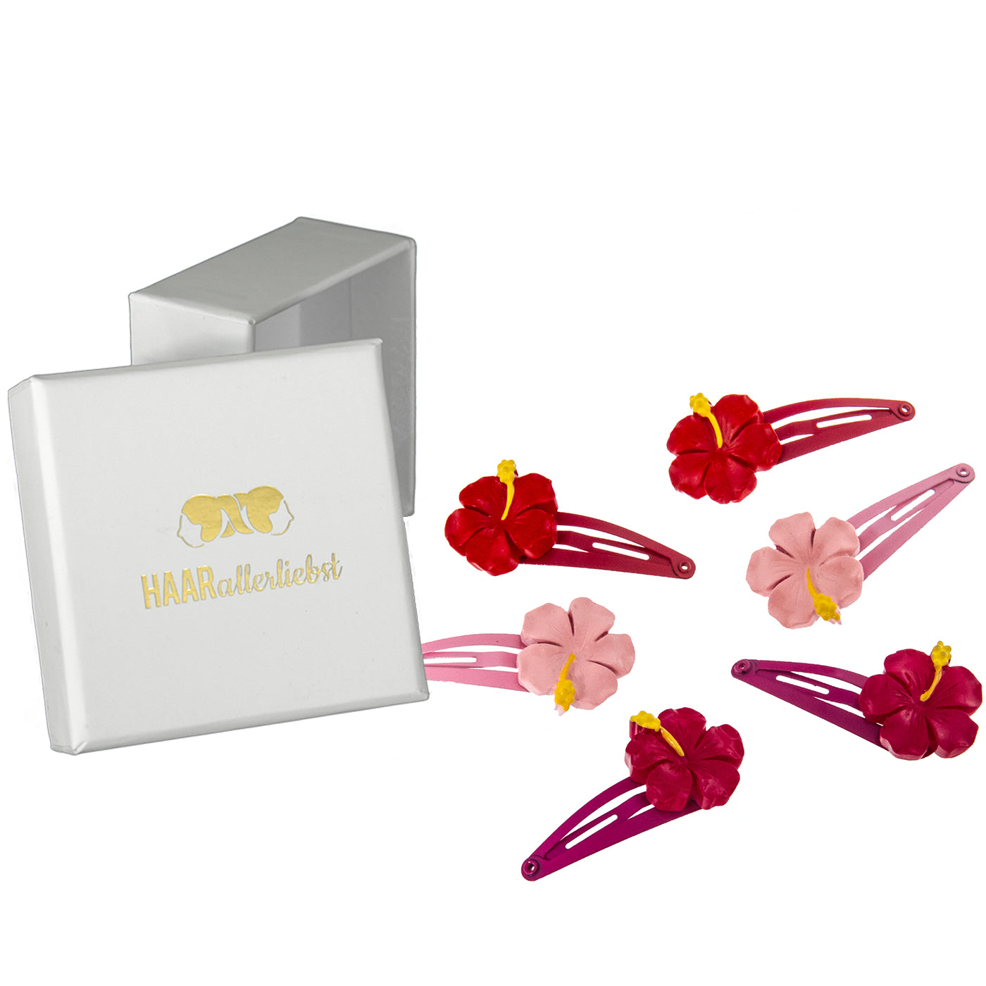 Haarspangen Set Orchideen (rosa rot | 6 Stück) - HAARallerliebst