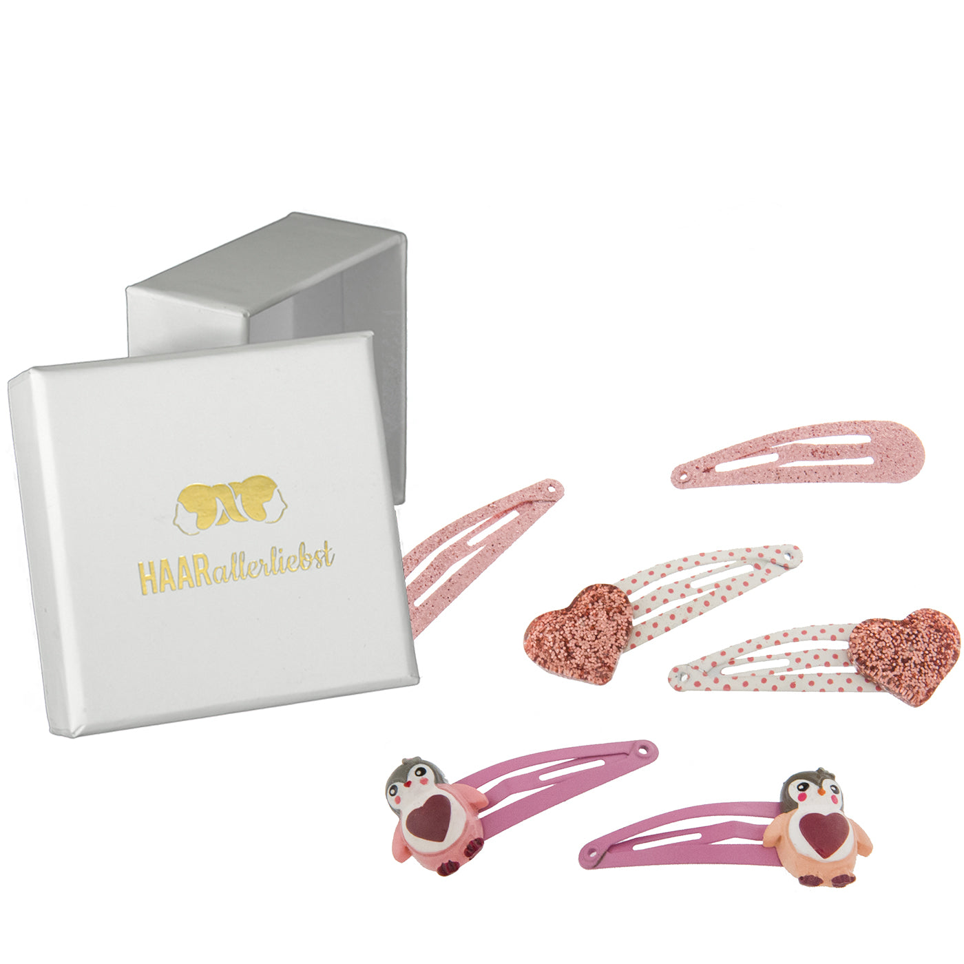 Haarspangen Set Pinguine (rosa | 6 Stück) - HAARallerliebst