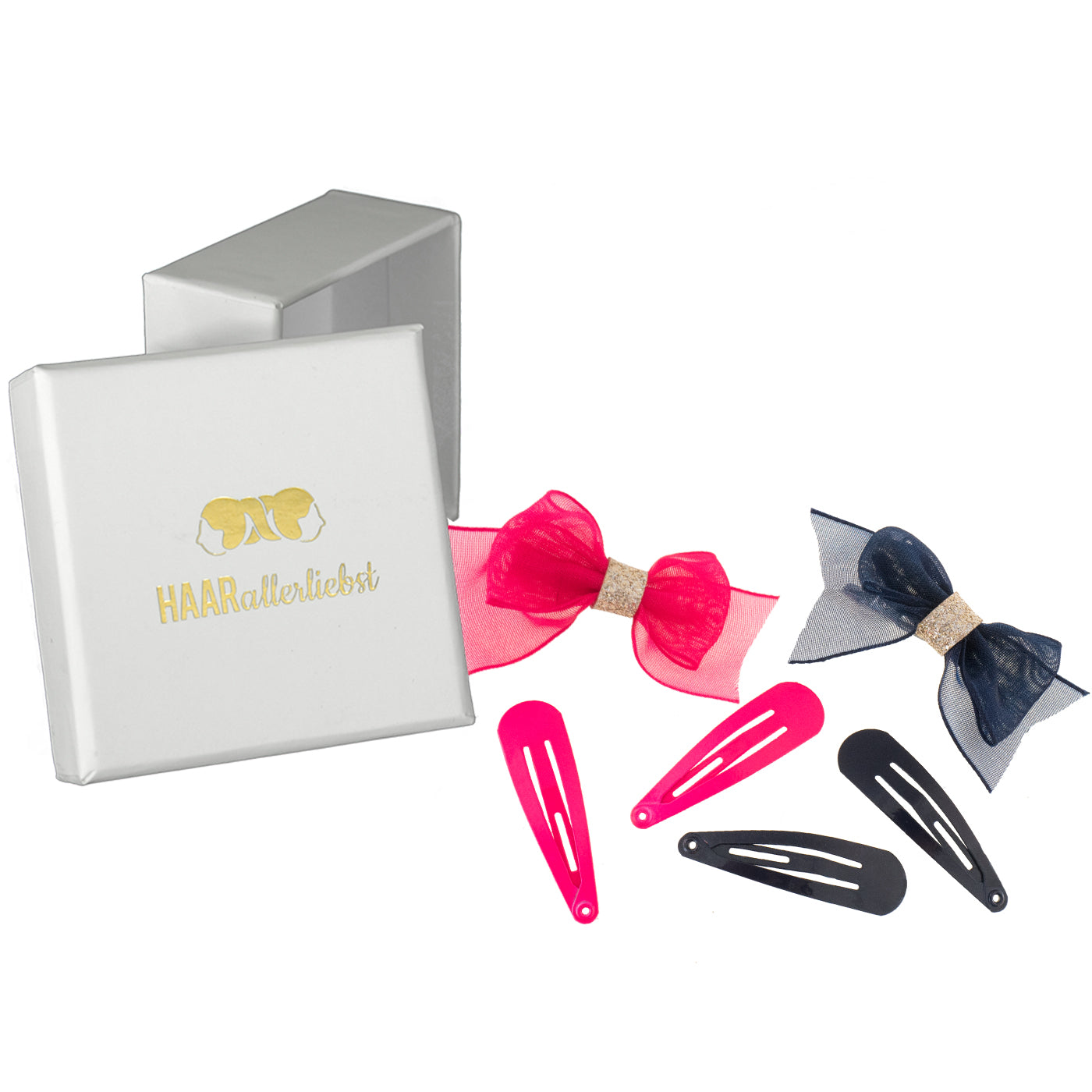 Haarschmuck Set Schleifen (pink blau | 6 Stück) - HAARallerliebst